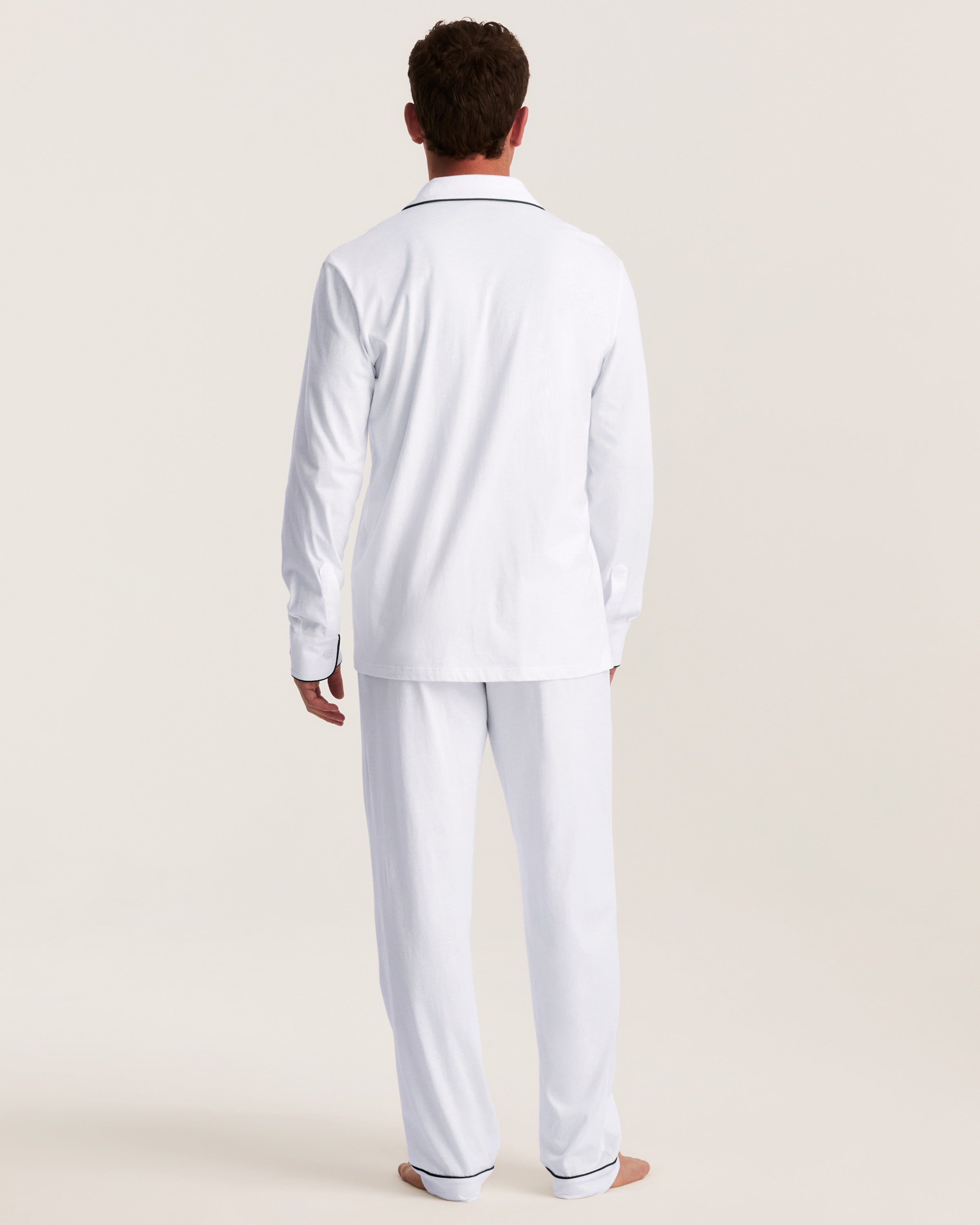 Men's Pima Pajama Set in White with Yacht Club Embroidery