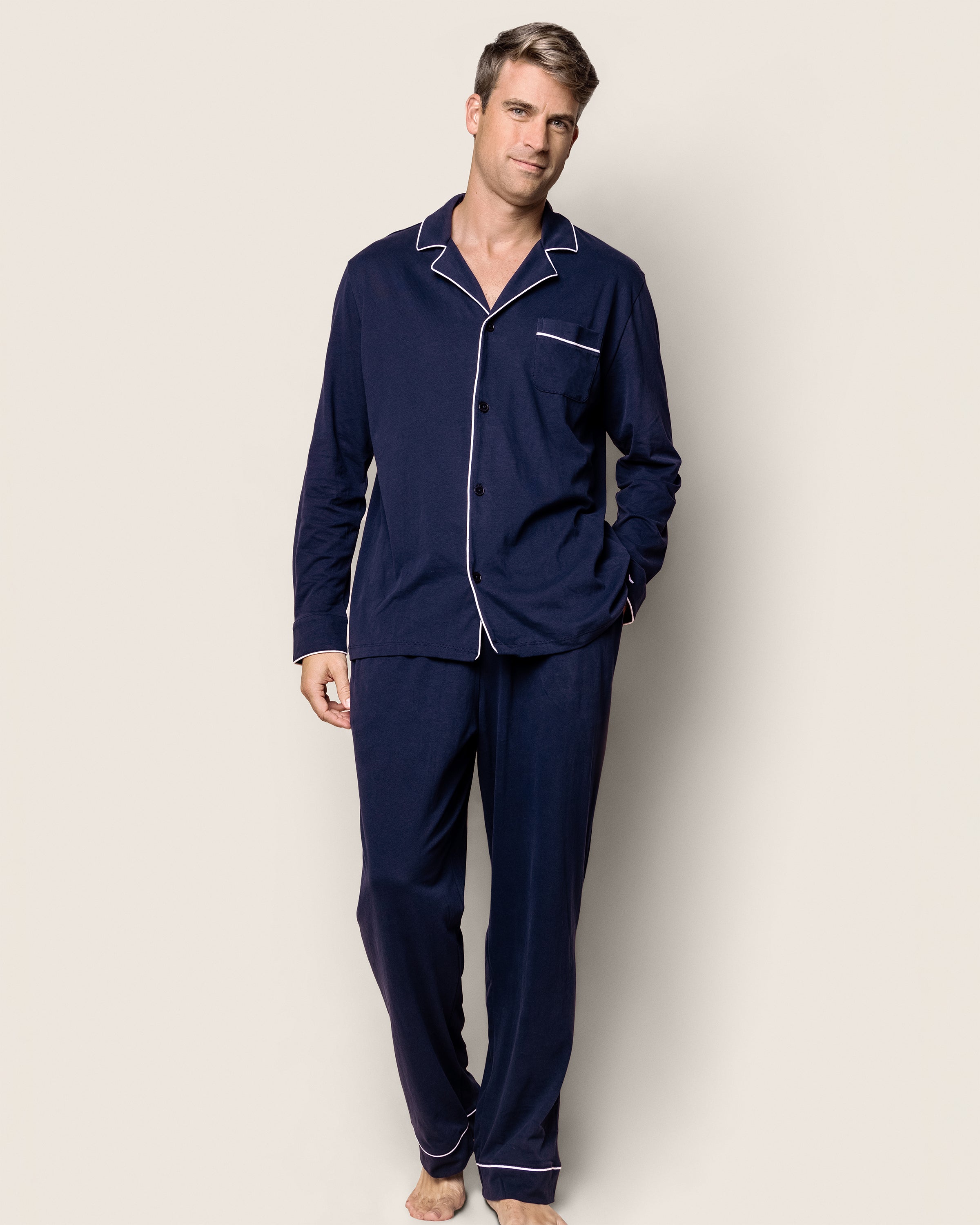 Men's Pima Pajama Set in Navy in Navy#Color_Navy
