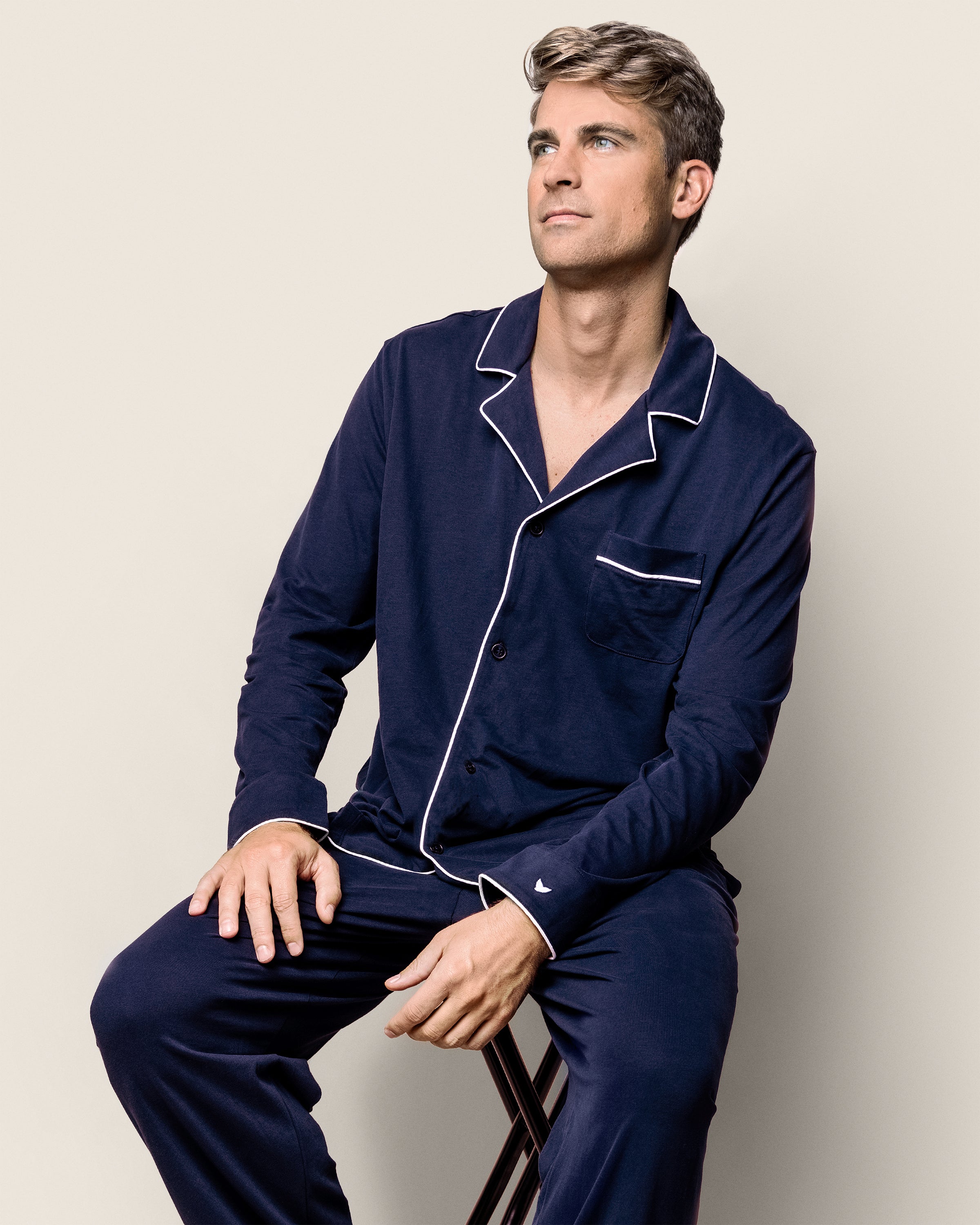 Men's Pima Pajama Set in Navy in Navy#Color_Navy