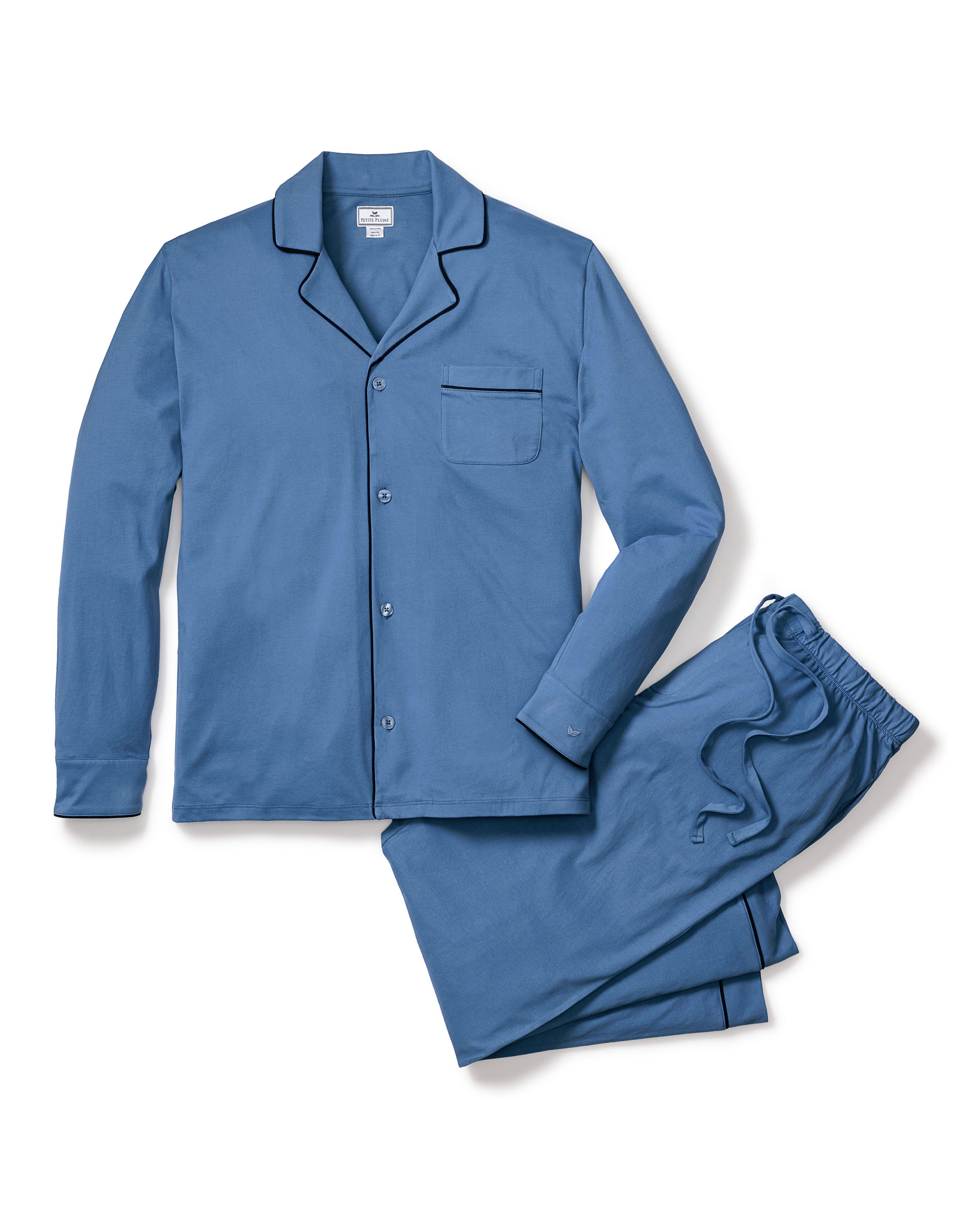 Men's Pima Pajama Set in Navy in Mystique Blue#Color_Mystique Blue