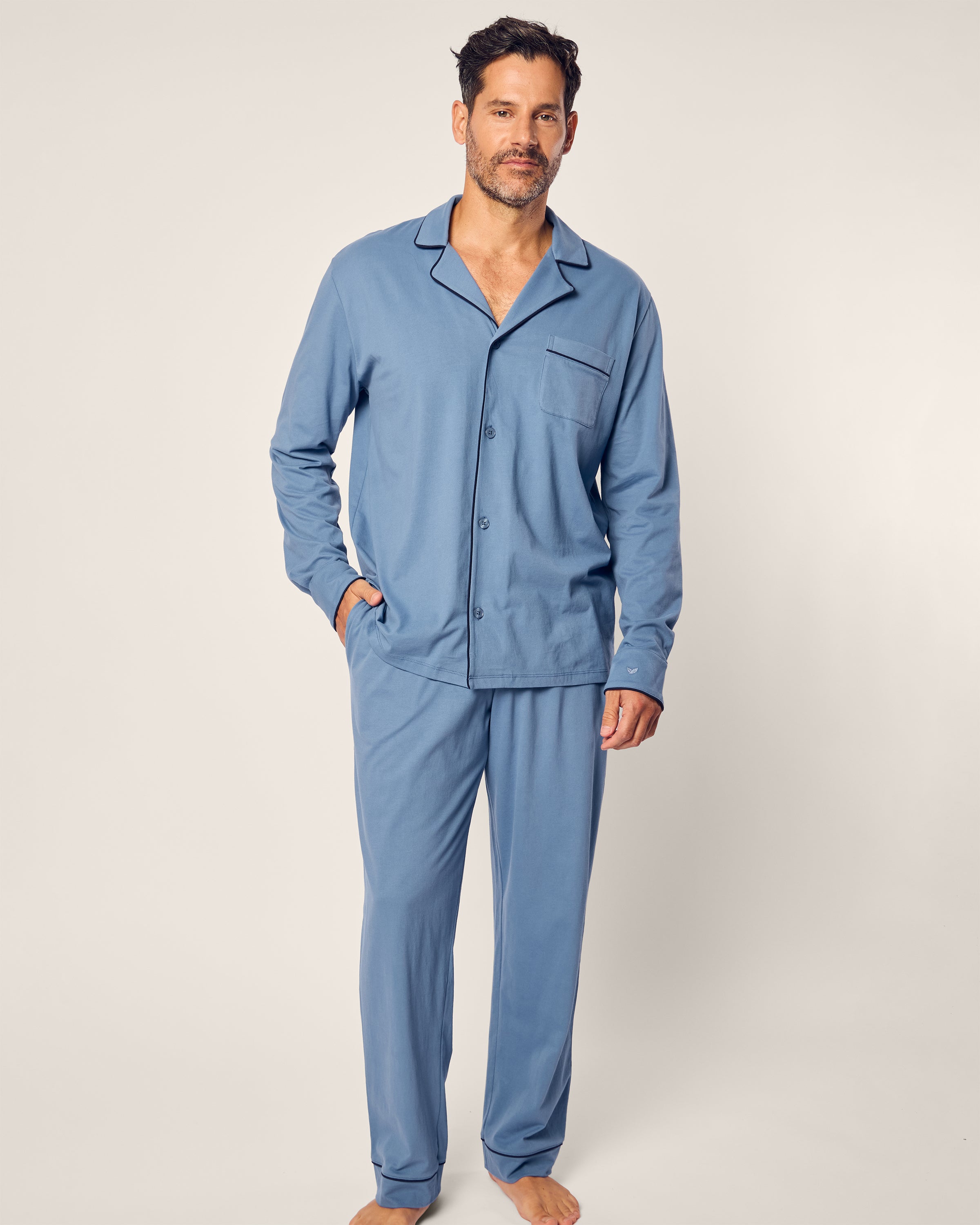 Men's Pima Pajama Set in Navy in Mystique Blue#Color_Mystique Blue