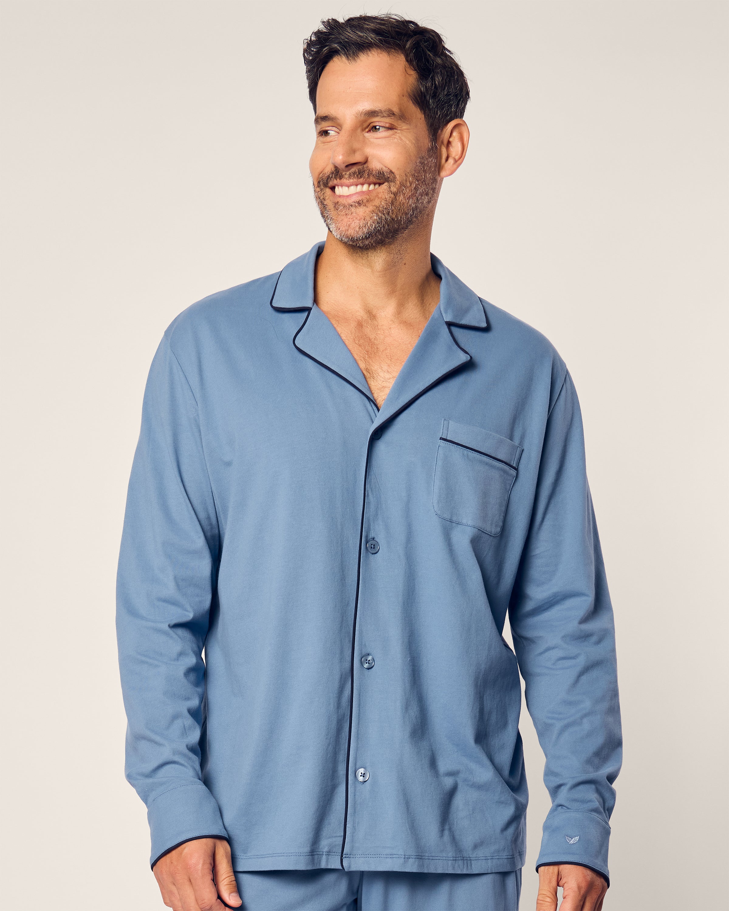Men's Pima Pajama Set in Navy in Mystique Blue#Color_Mystique Blue