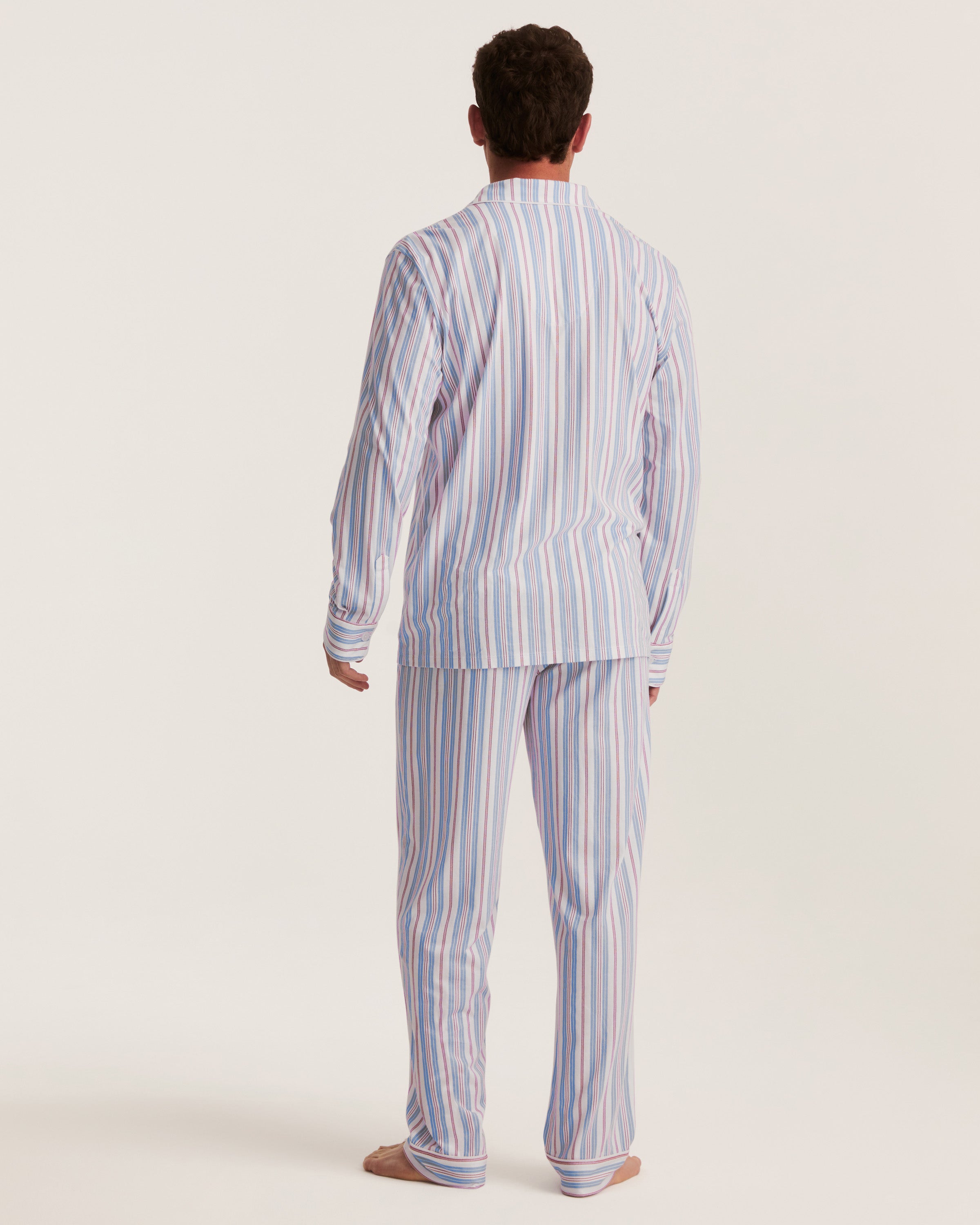 Men's Lightweight Pima Pajama Set in Vintage French Stripes