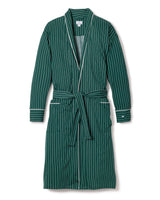 Men's Luxe Pima Cotton Green Stripe Robe