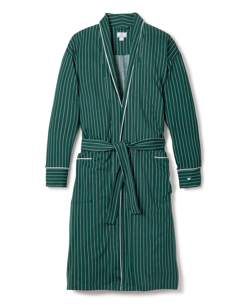 Men's Luxe Pima Cotton Green Stripe Robe