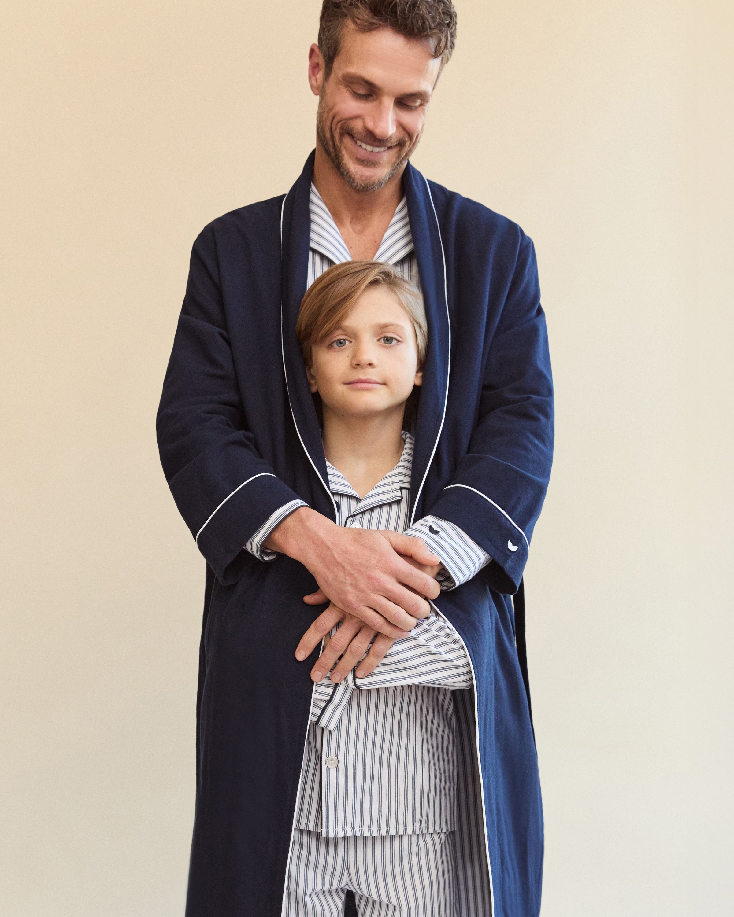 Men's Pima Robe in Navy in Navy#Color_Navy