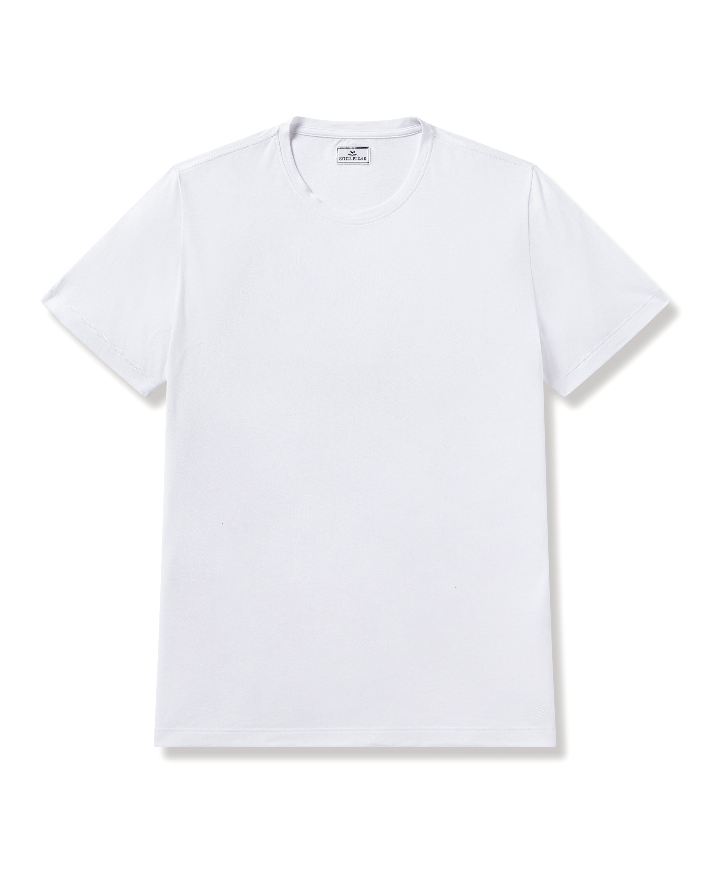 The Mens Pima Crew Neck Short Sleeve Top in White by Petite Plume is crafted from luxurious Peruvian Pima cotton. Its simple design with short sleeves and a round neckline exudes effortless style and embodies the comfort of a premium jersey knit.