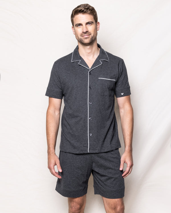 Pima Cotton Men's Dark Heather Charcoal Short Set