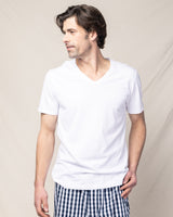 Pima Cotton Men's White V-Neck Top