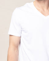 Pima Cotton Men's White V-Neck Top