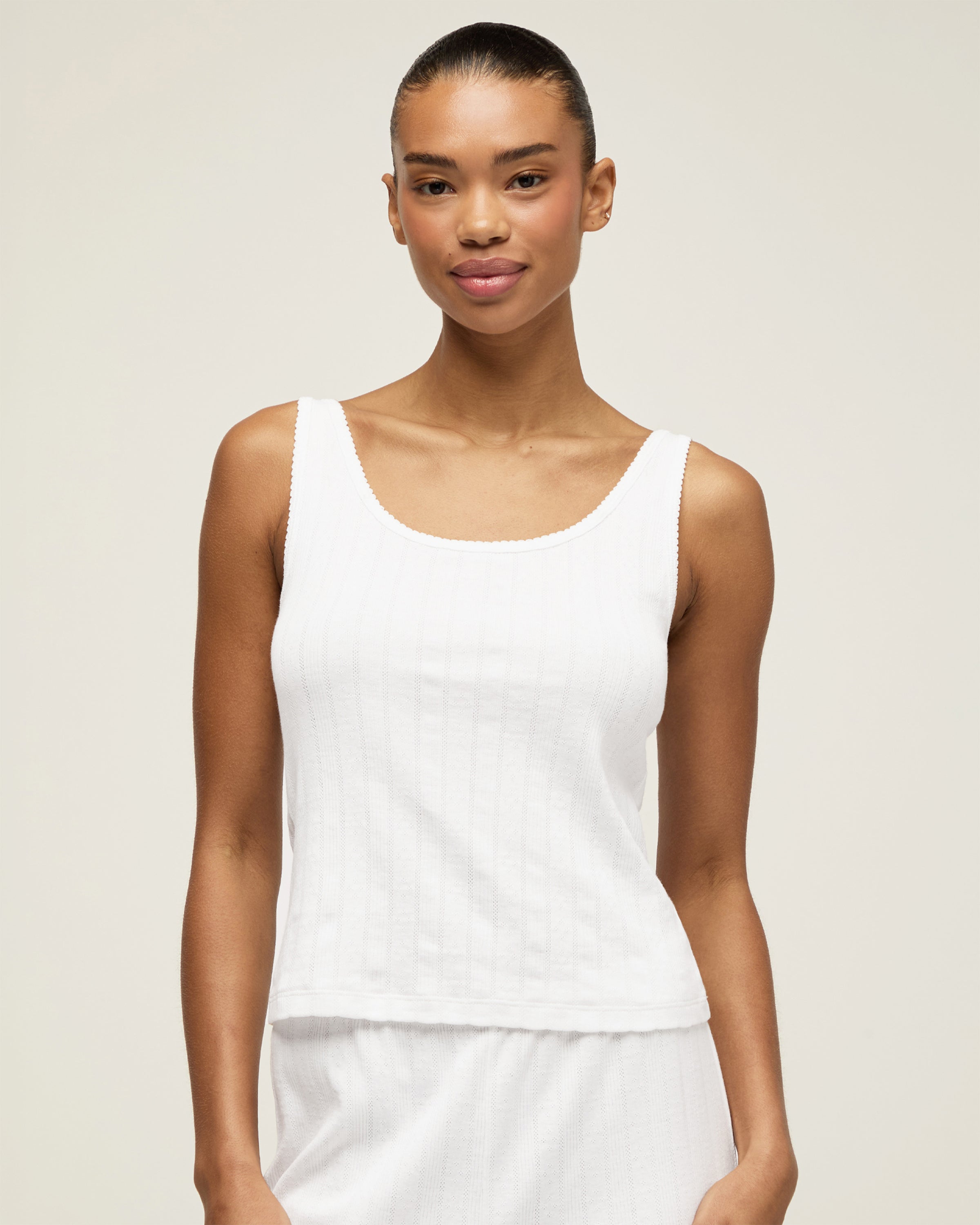 Women's Pointelle Tank in White