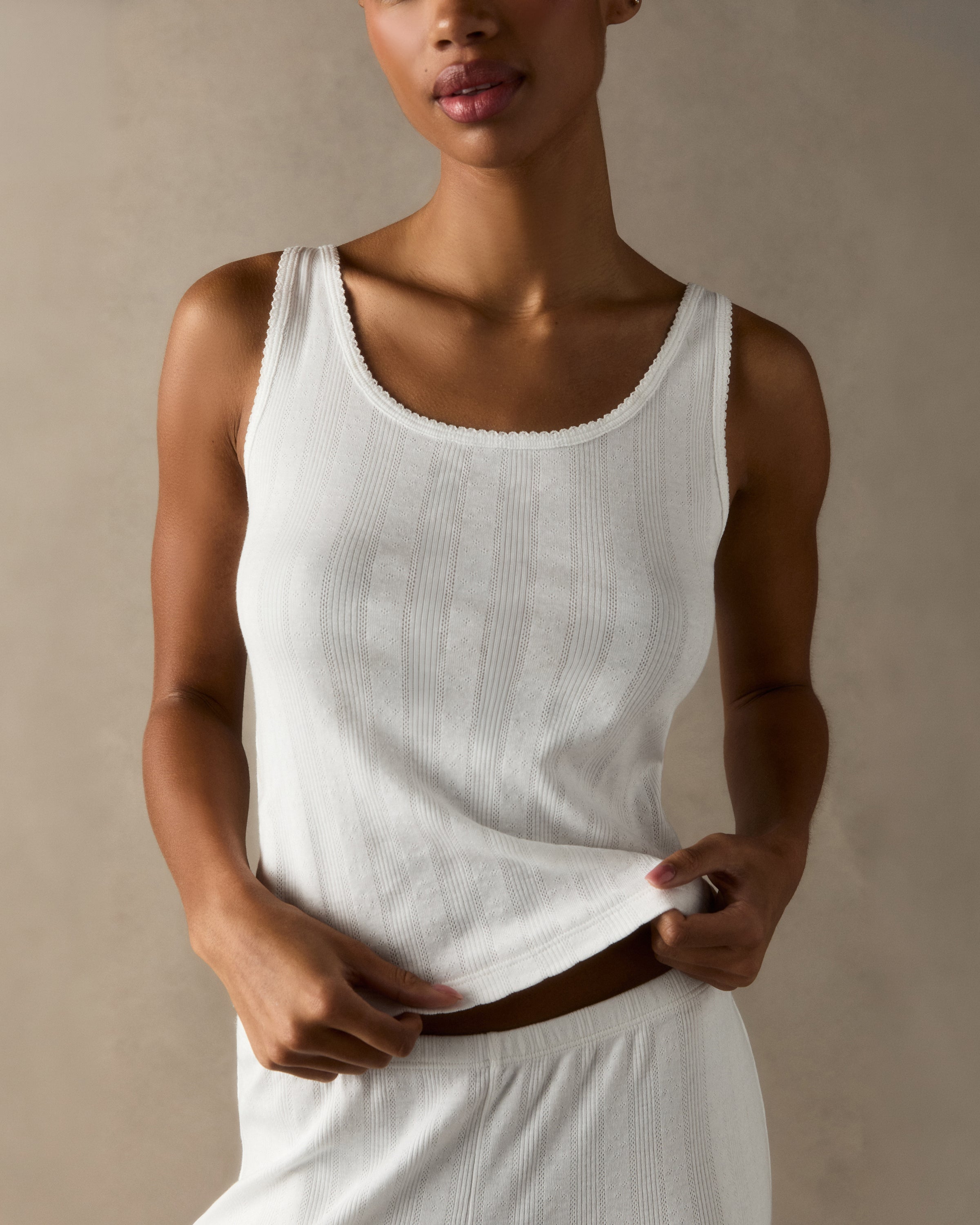 Women's Pointelle Tank in White