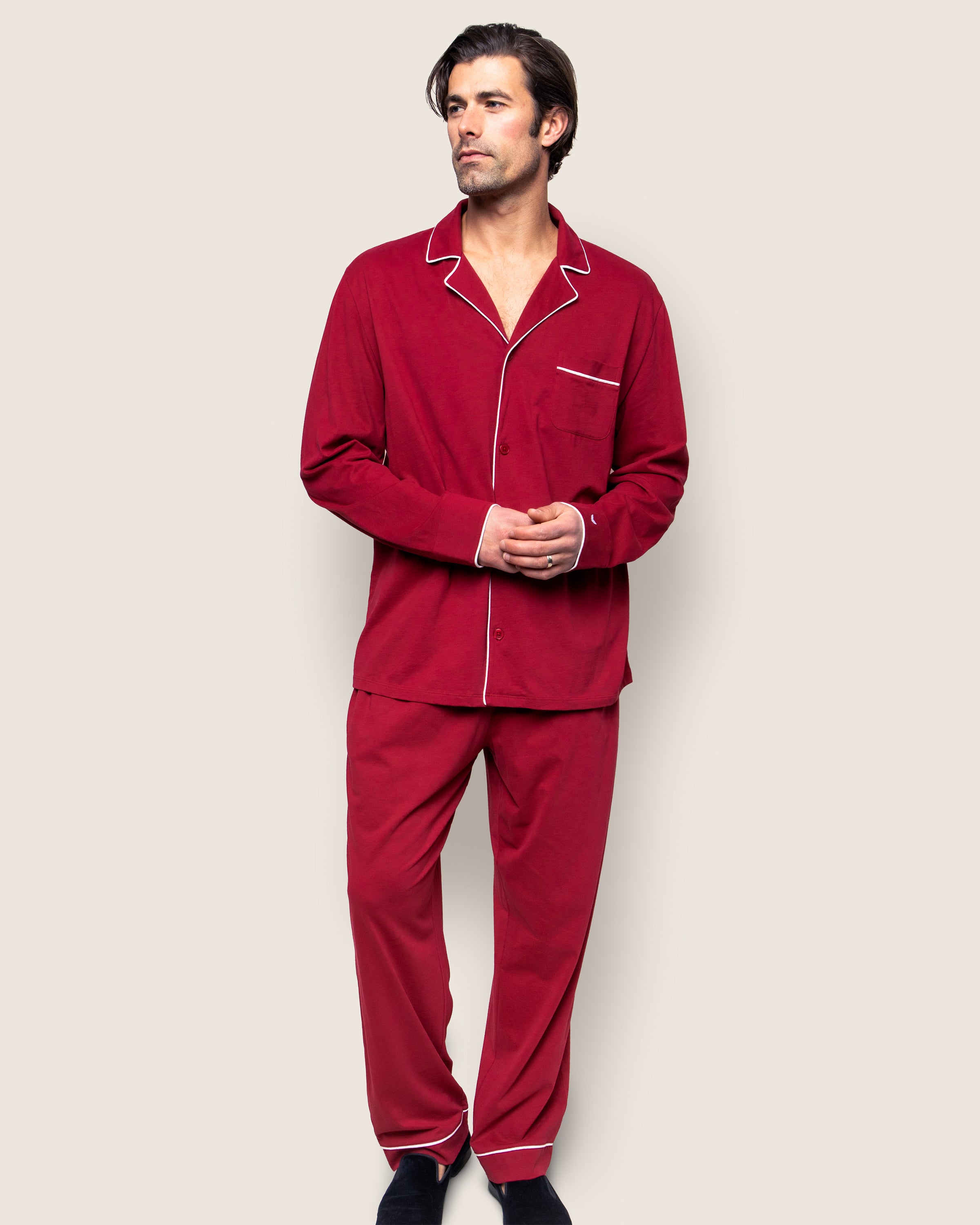 Men's Pima Pajama Set in Navy in Bordeaux#Color_Bordeaux