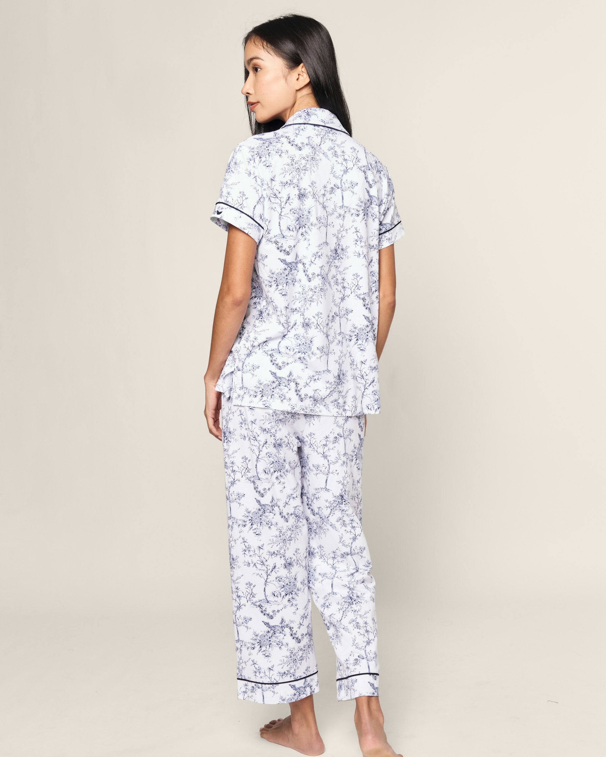 Women's Pima Crop Set in Fleurs de Rose in Timeless Toile#Color_Timeless Toile
