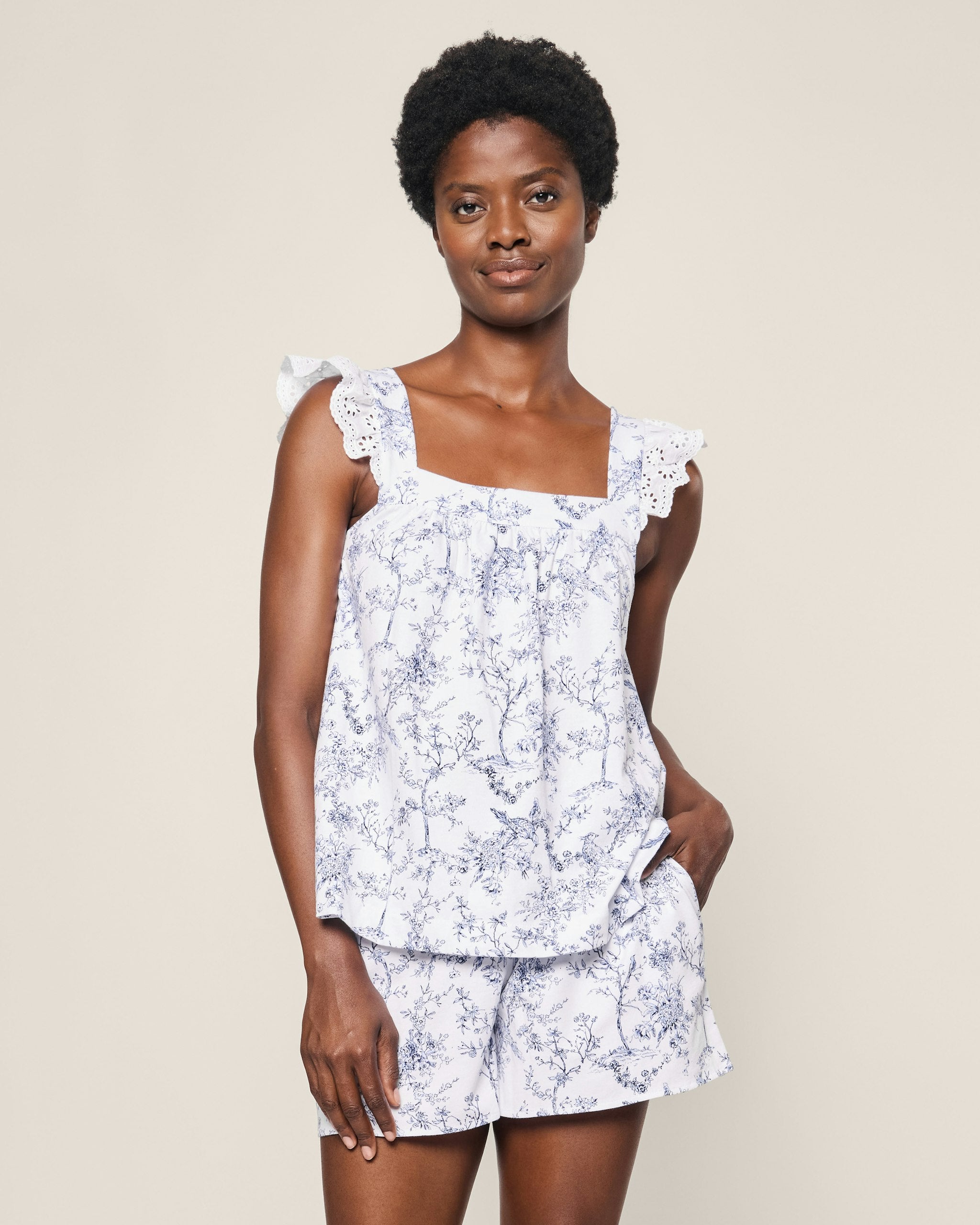 Women's Pima Clara Short Set in Navy in Timeless Toile#Colorway_Timeless Toile
