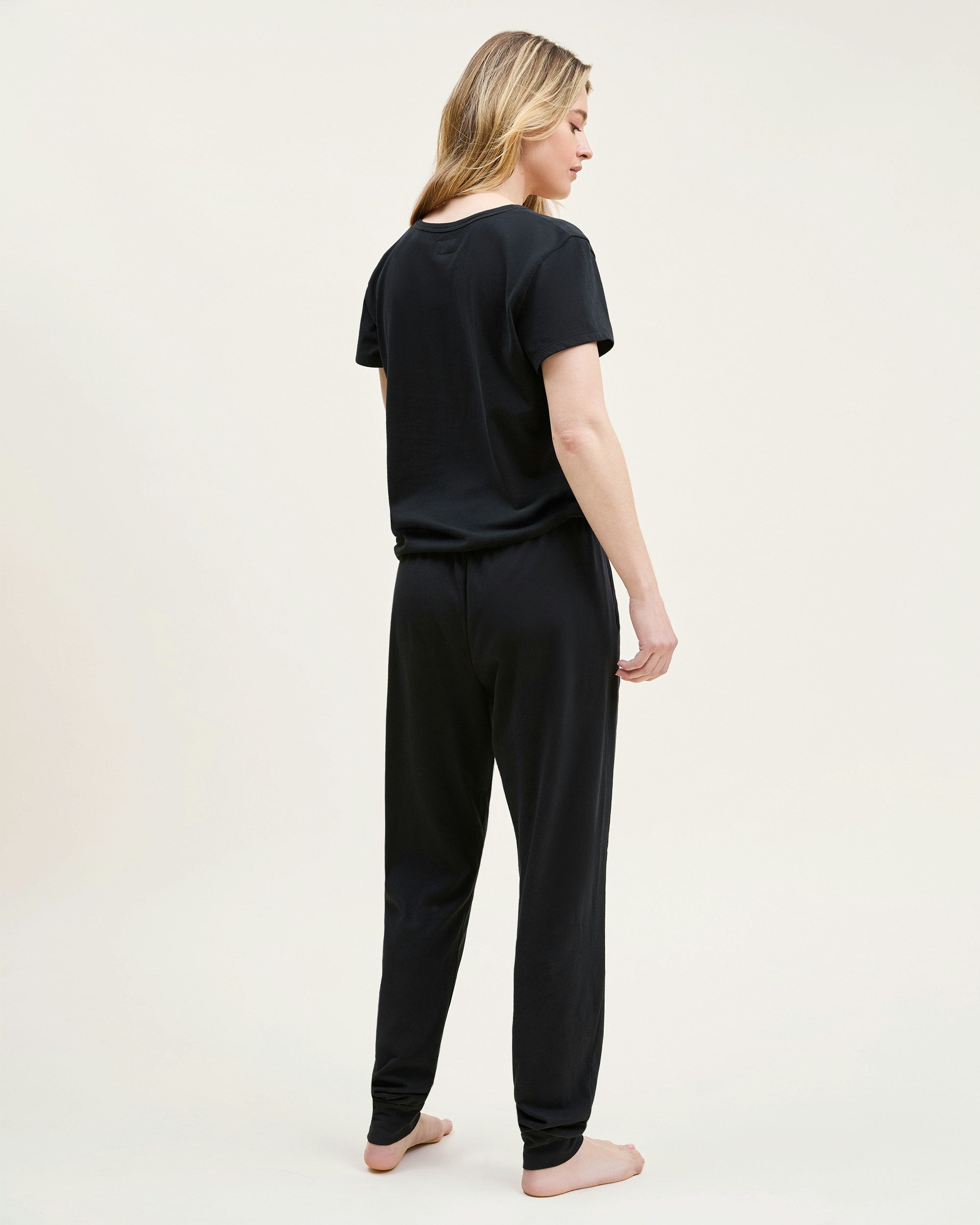 Women's Pima Essential Crew Neck Tee in White in Black#Color_Black