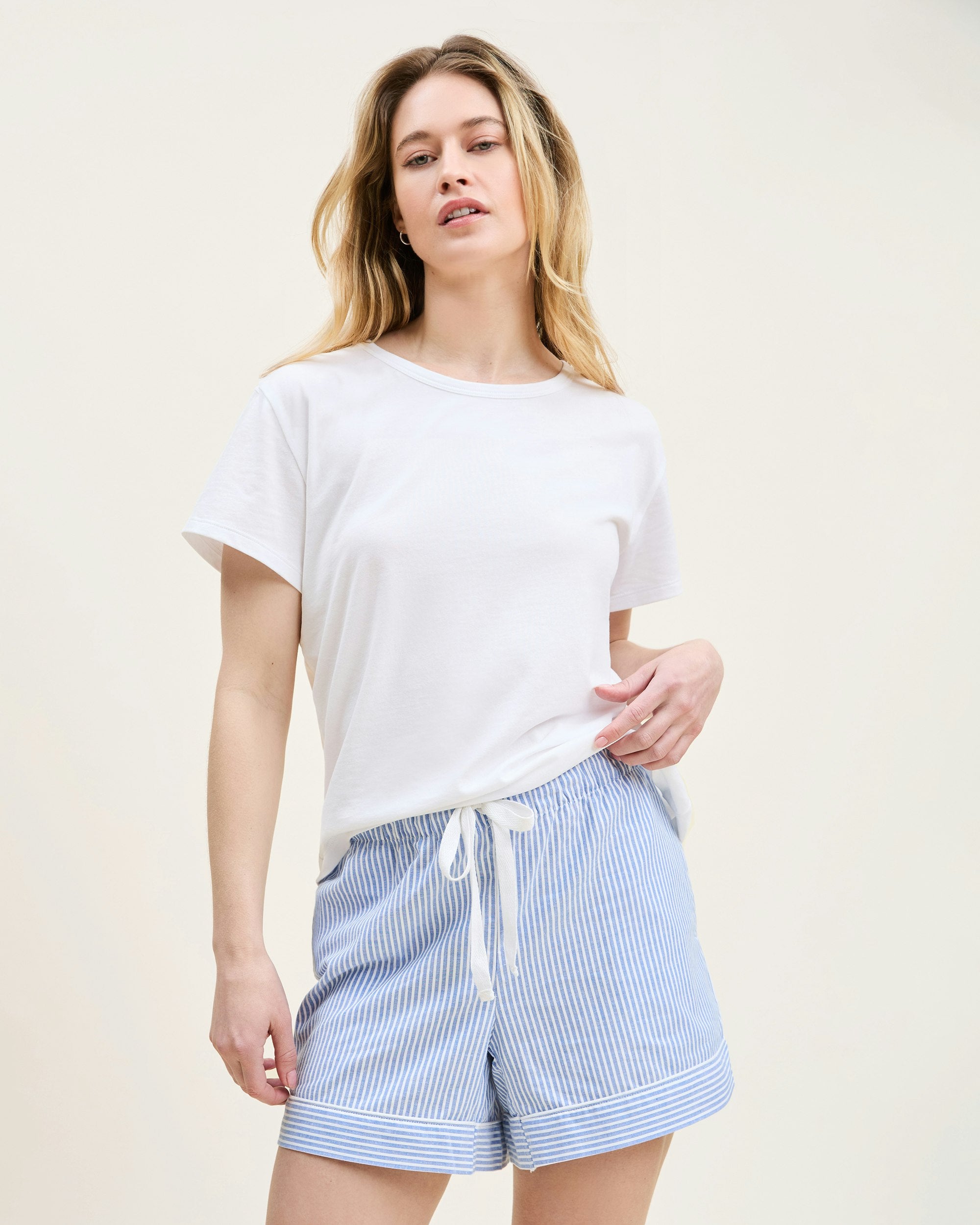 Women's Pima Essential Crew Neck Tee in White in White#Color_White