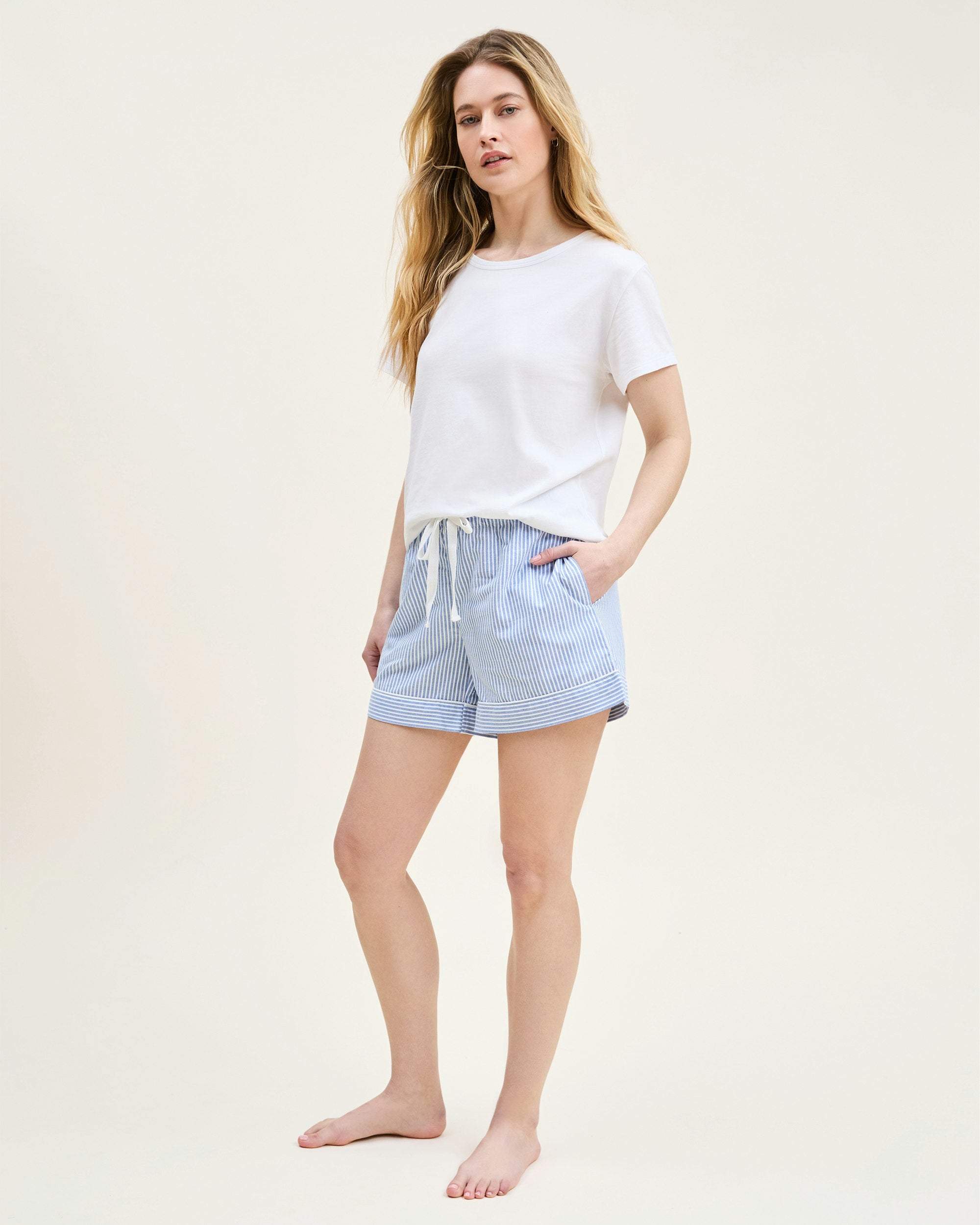 Women's Pima Essential Crew Neck Tee in White in White#Color_White