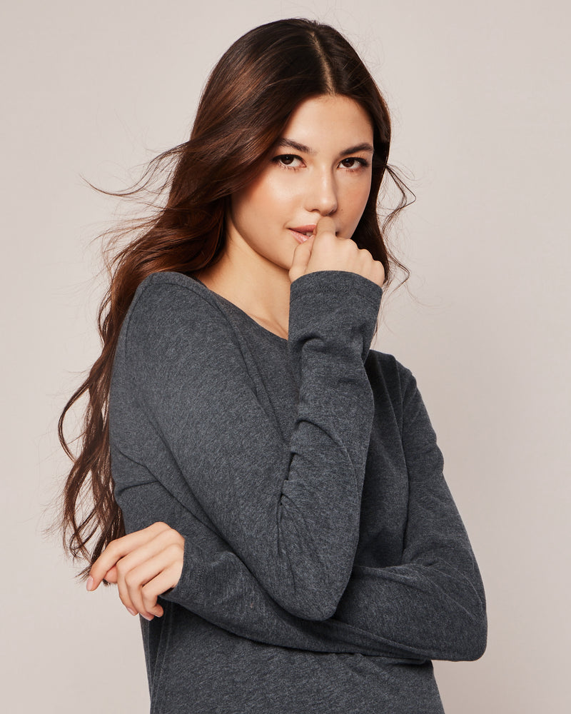 Women's Pima Dark Heather Grey Long Sleeve Top