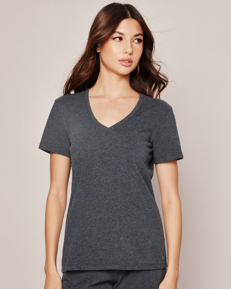 Women's Pima Dark Heather Grey Short Sleeve Top