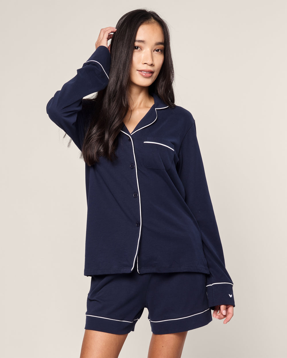 Petite Plume Pima Short Sleeve Short Set in Mystique Blue
