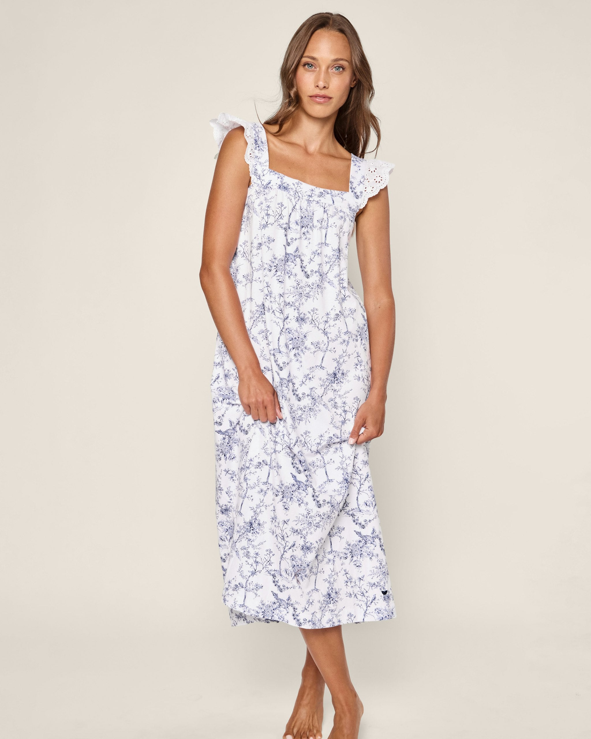 Women's Pima Clara Nightgown in Bristol Bay in Timeless Toile#Color_Timeless Toile
