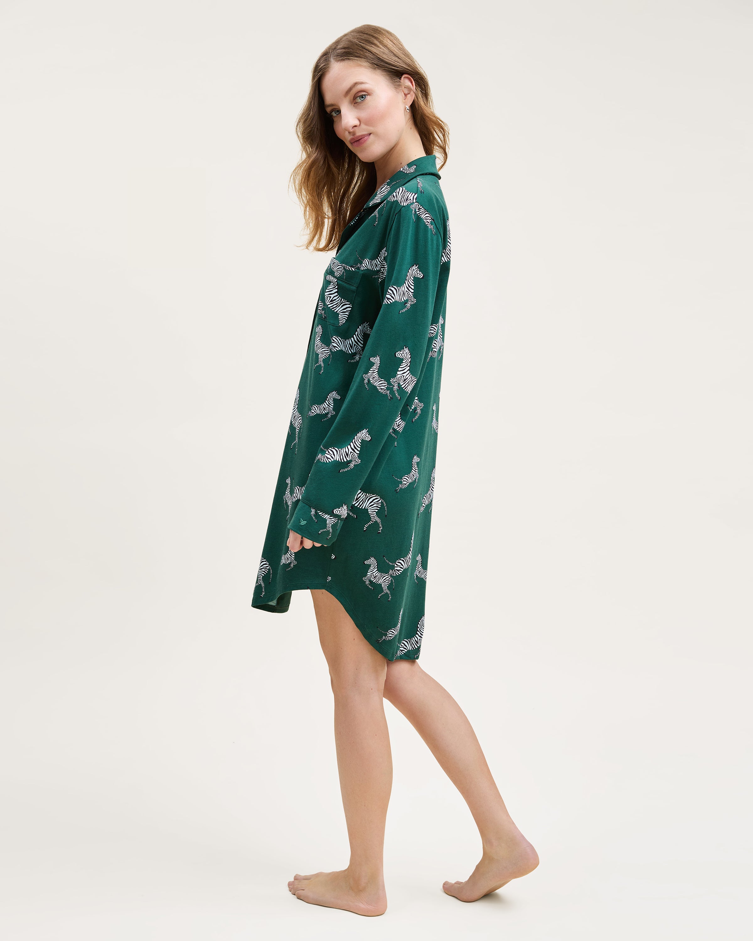 Women's Pima Nightshirt in Zèbre de Forêt