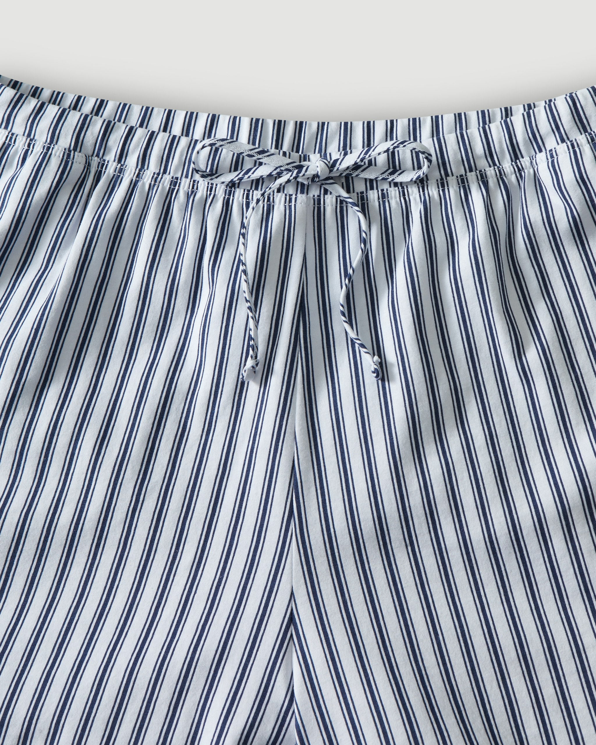 The Olivia Pima Short Set in Navy Foulard in Navy French Ticking#Color_Navy French Ticking