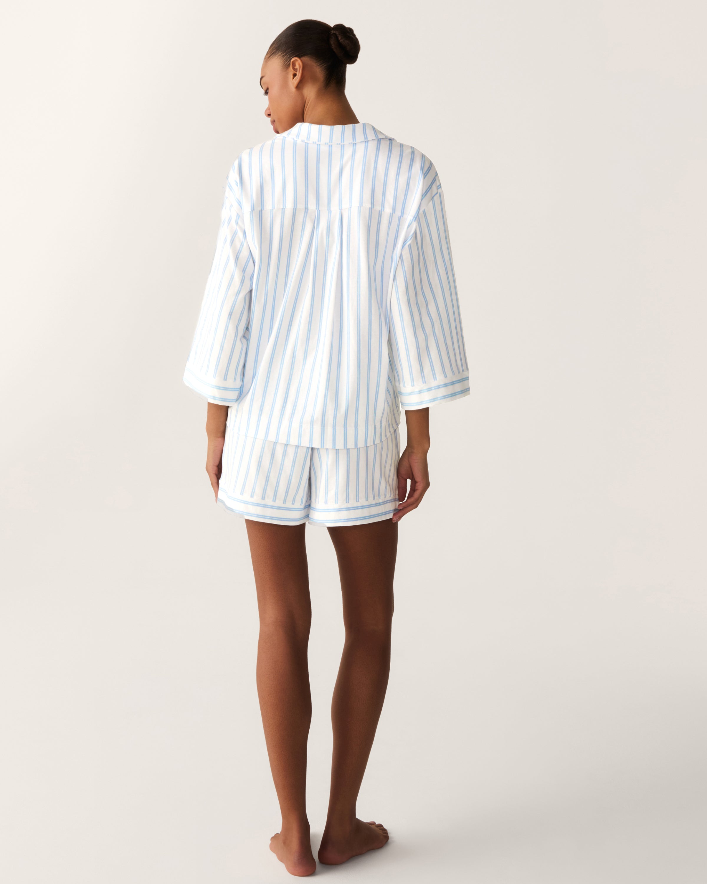 The Olivia Pima Short Set in Periwinkle Stripe
