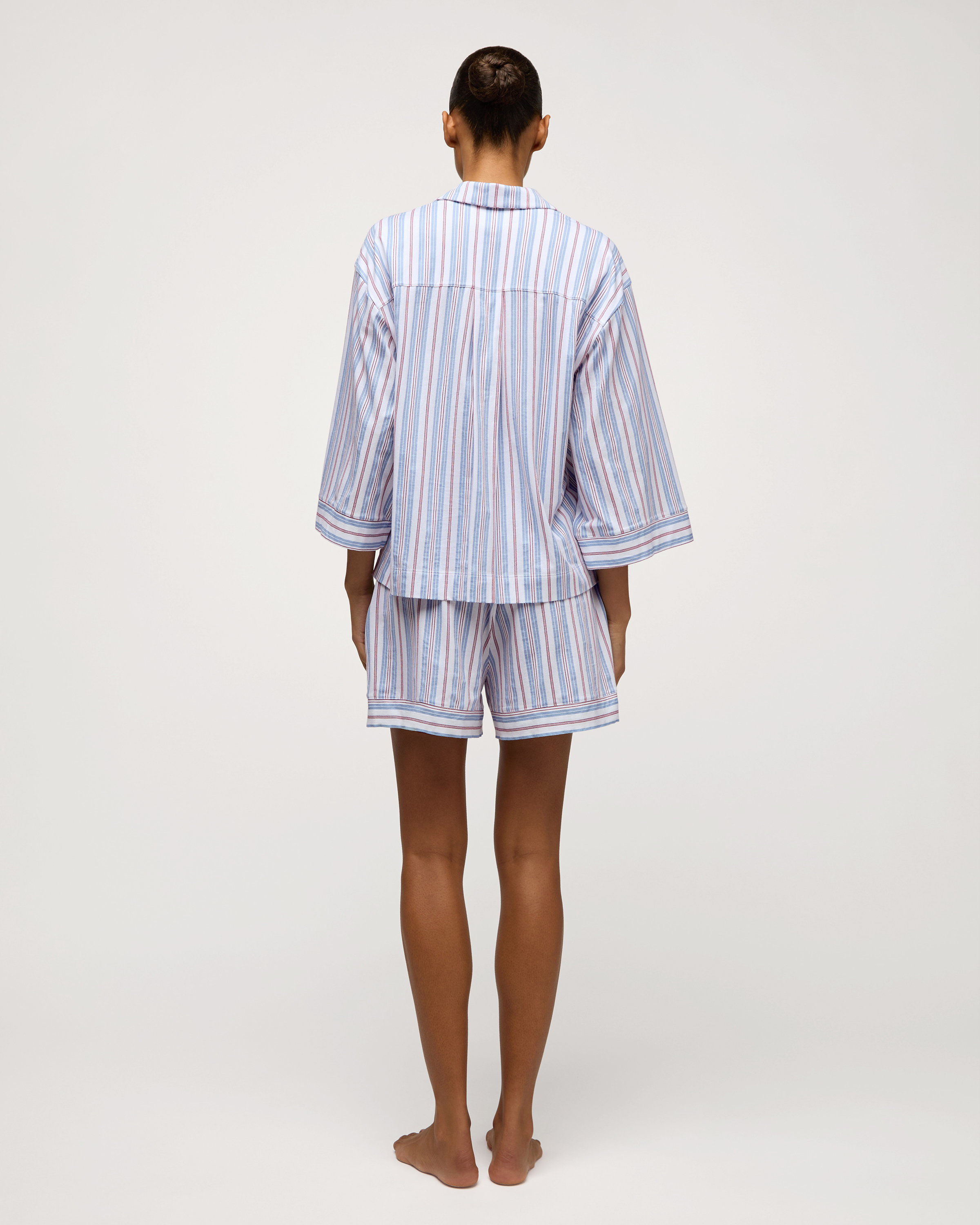 The Olivia Lightweight Pima Short Set in Vintage French Stripes