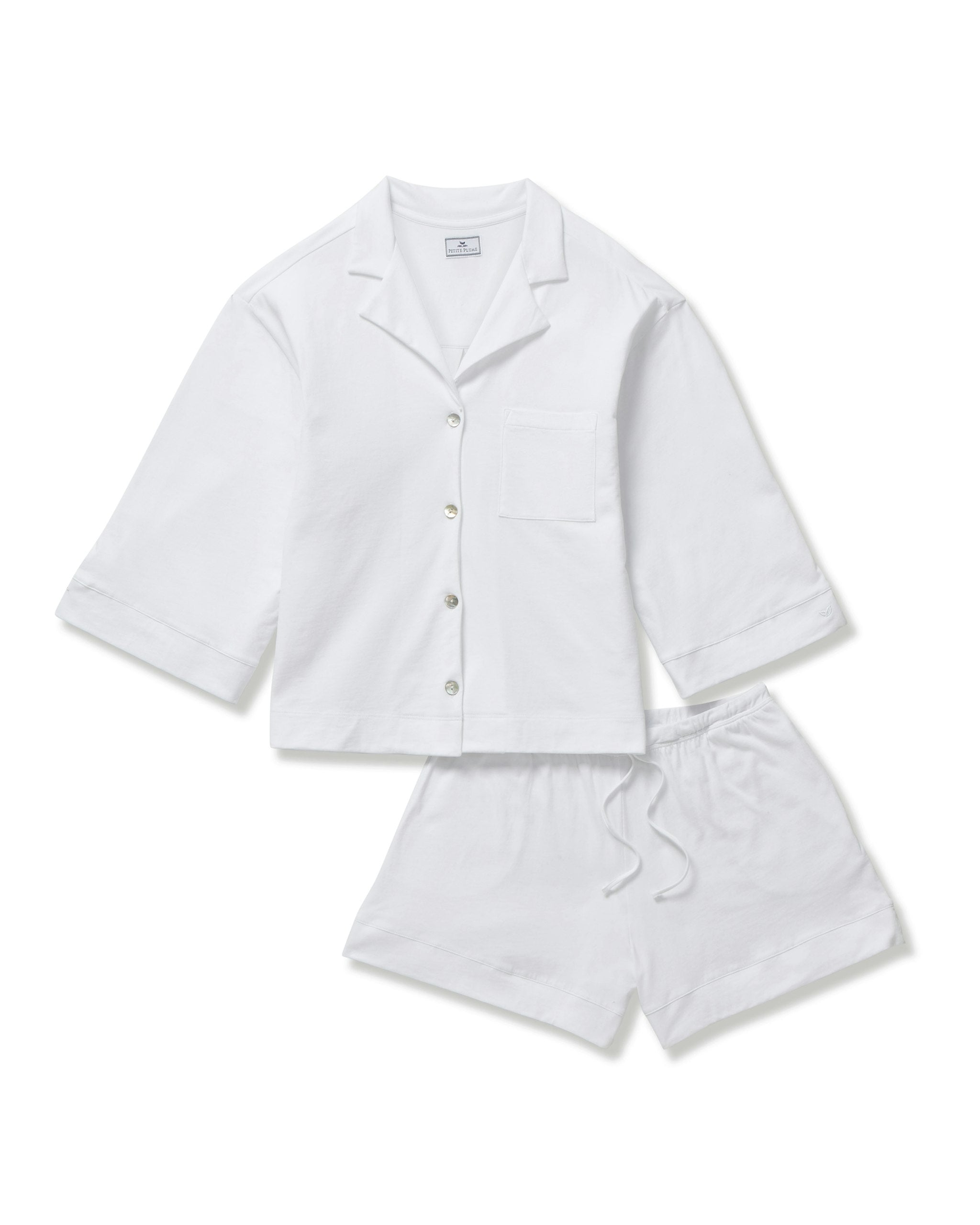 The Olivia Pima Short Set in Navy in White#Color_White