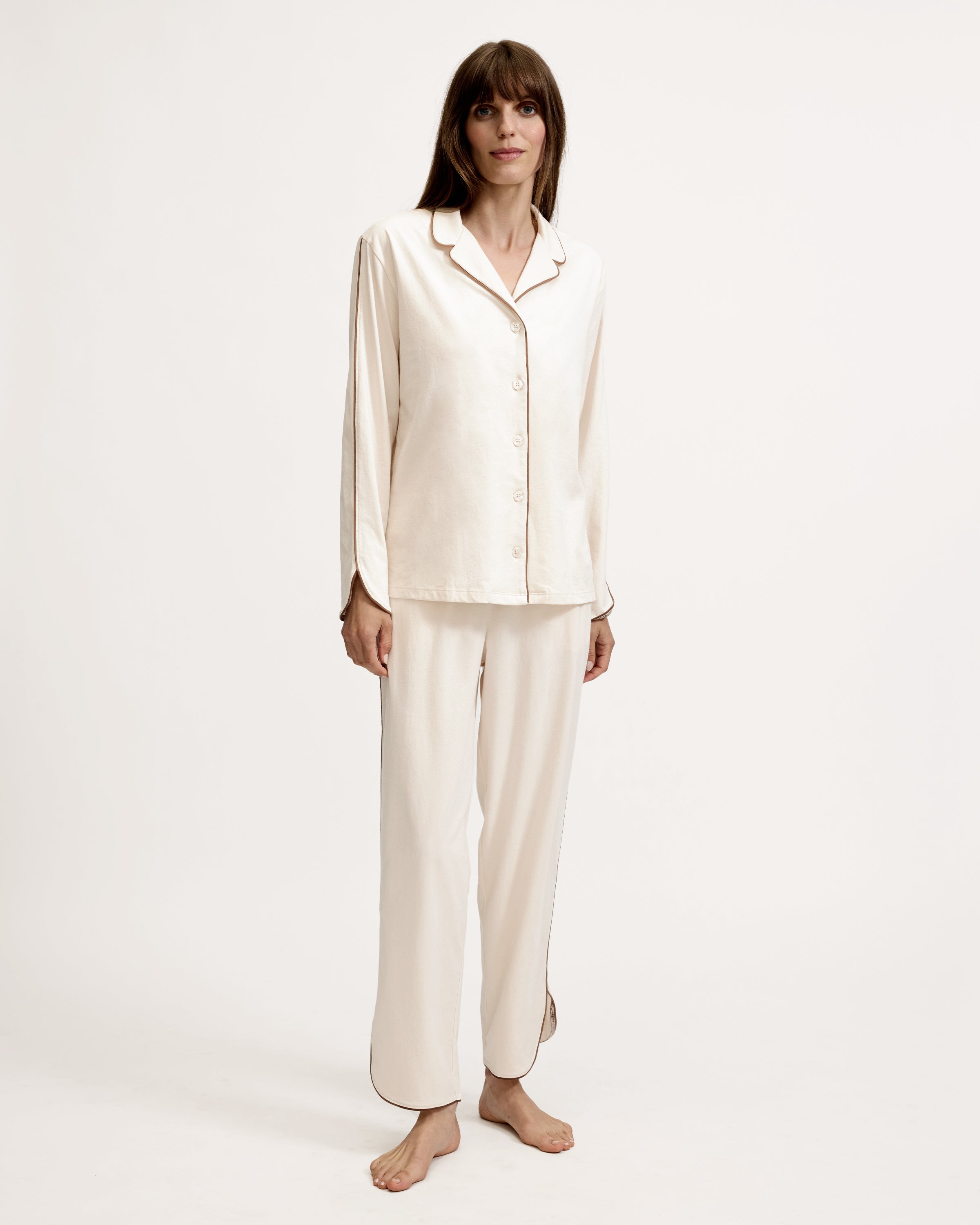 The Margaux Lightweight Pima Pajama Set in Ivory
