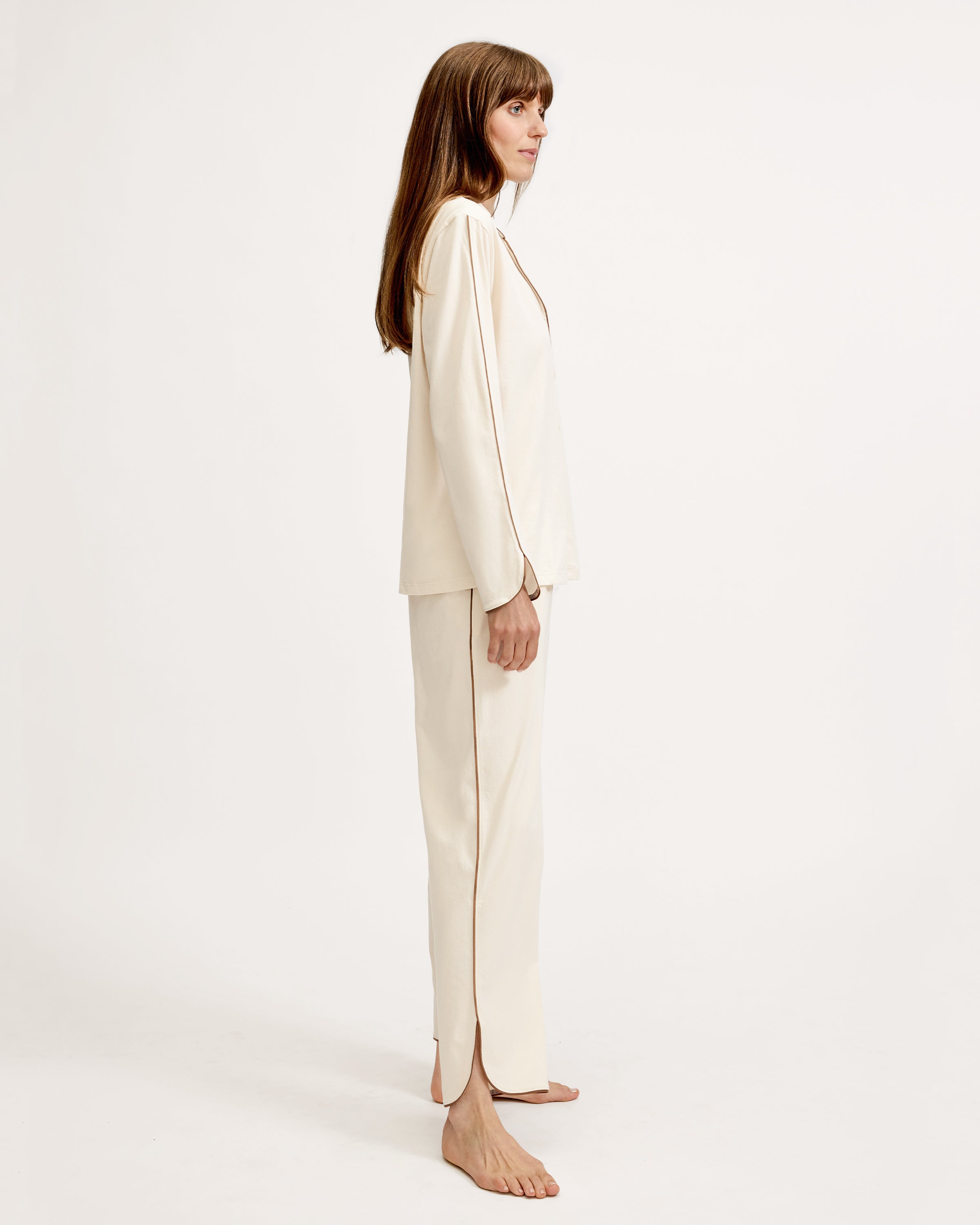 The Margaux Lightweight Pima Pajama Set in Ivory
