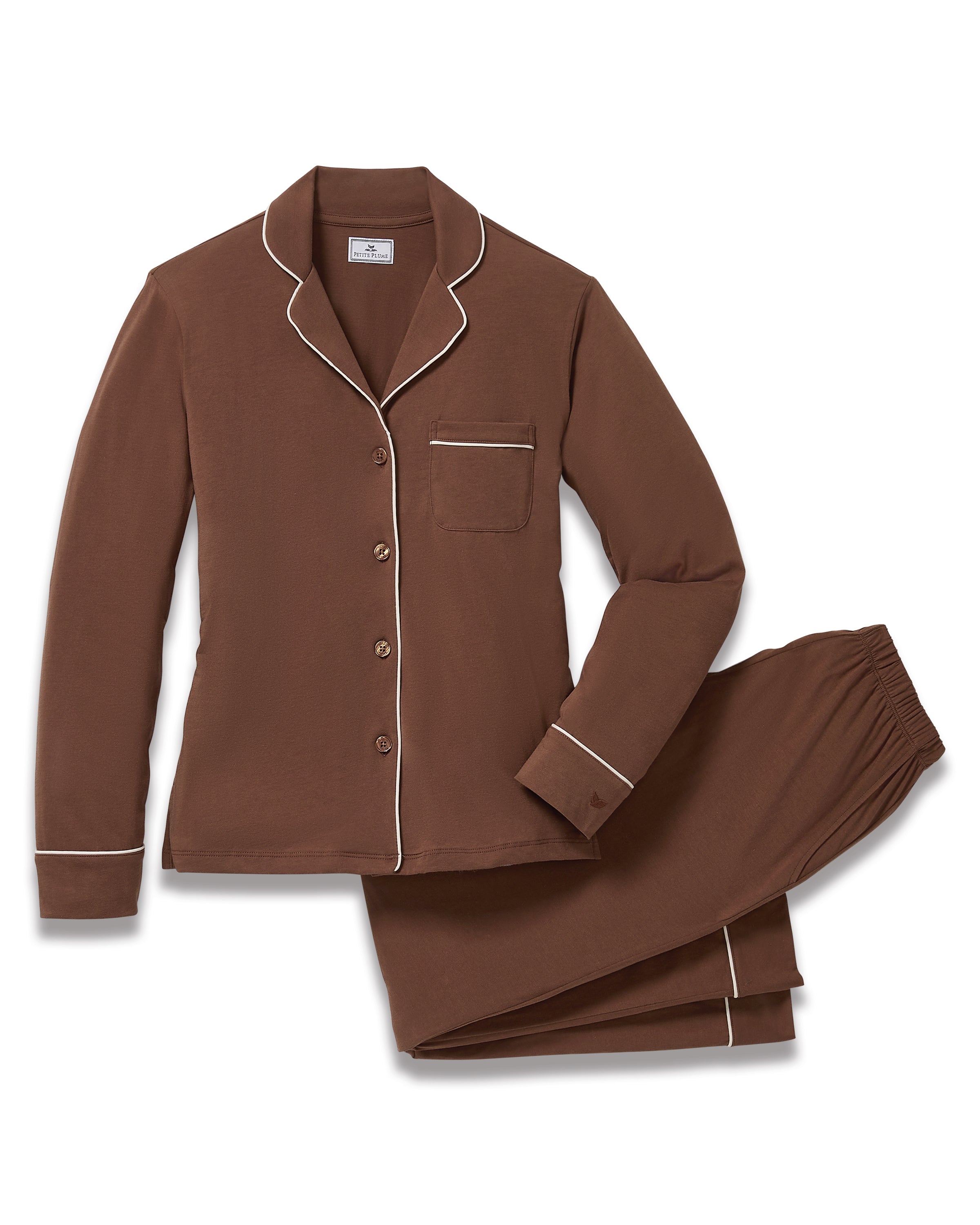 Women's Lightweight Pima Pajama Set in Chocolate Brown