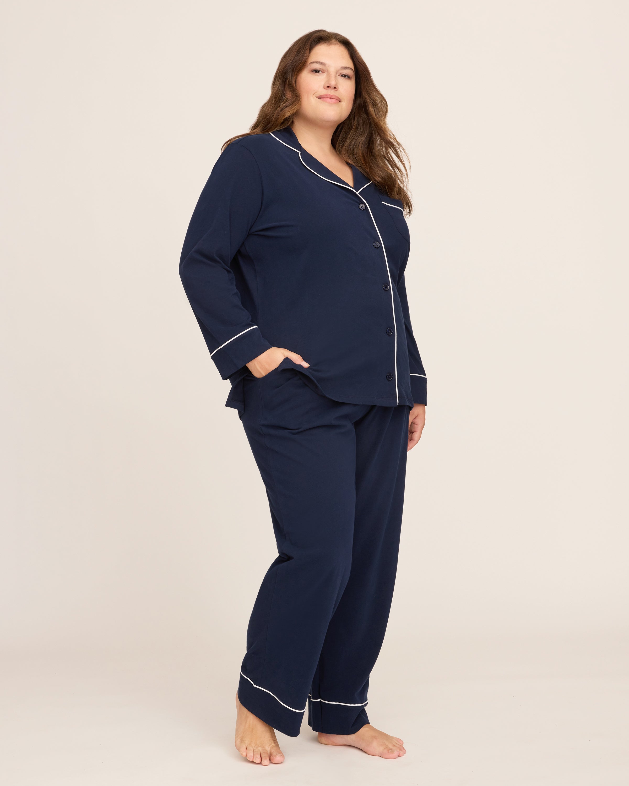 Women's Pima Pajama Set in Navy