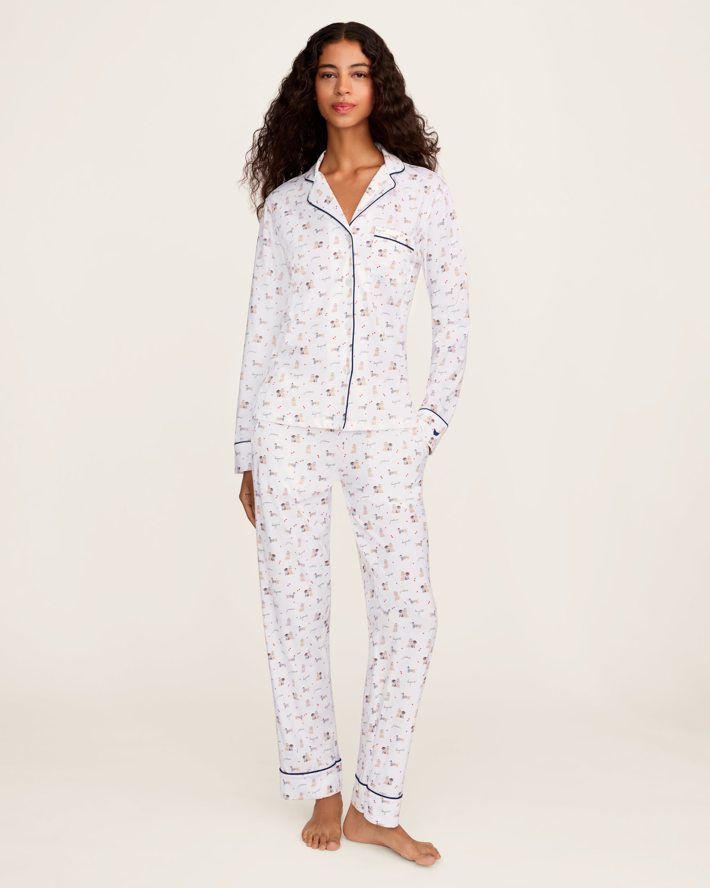 Women's Pima Pajama Set in Le Woof