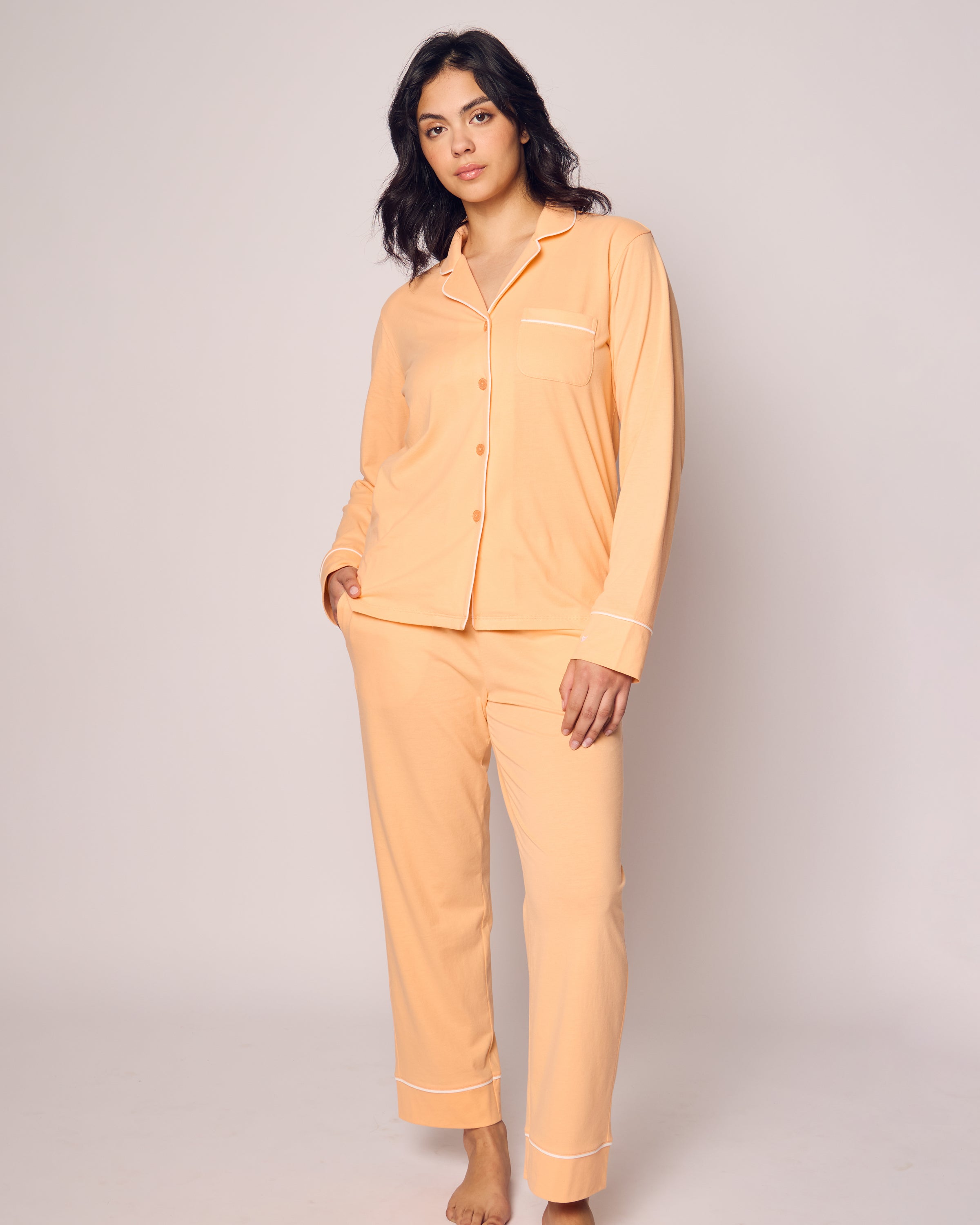 Women's Pima Pajama Set in Peach in Peach Fuzz#Color_Peach Fuzz
