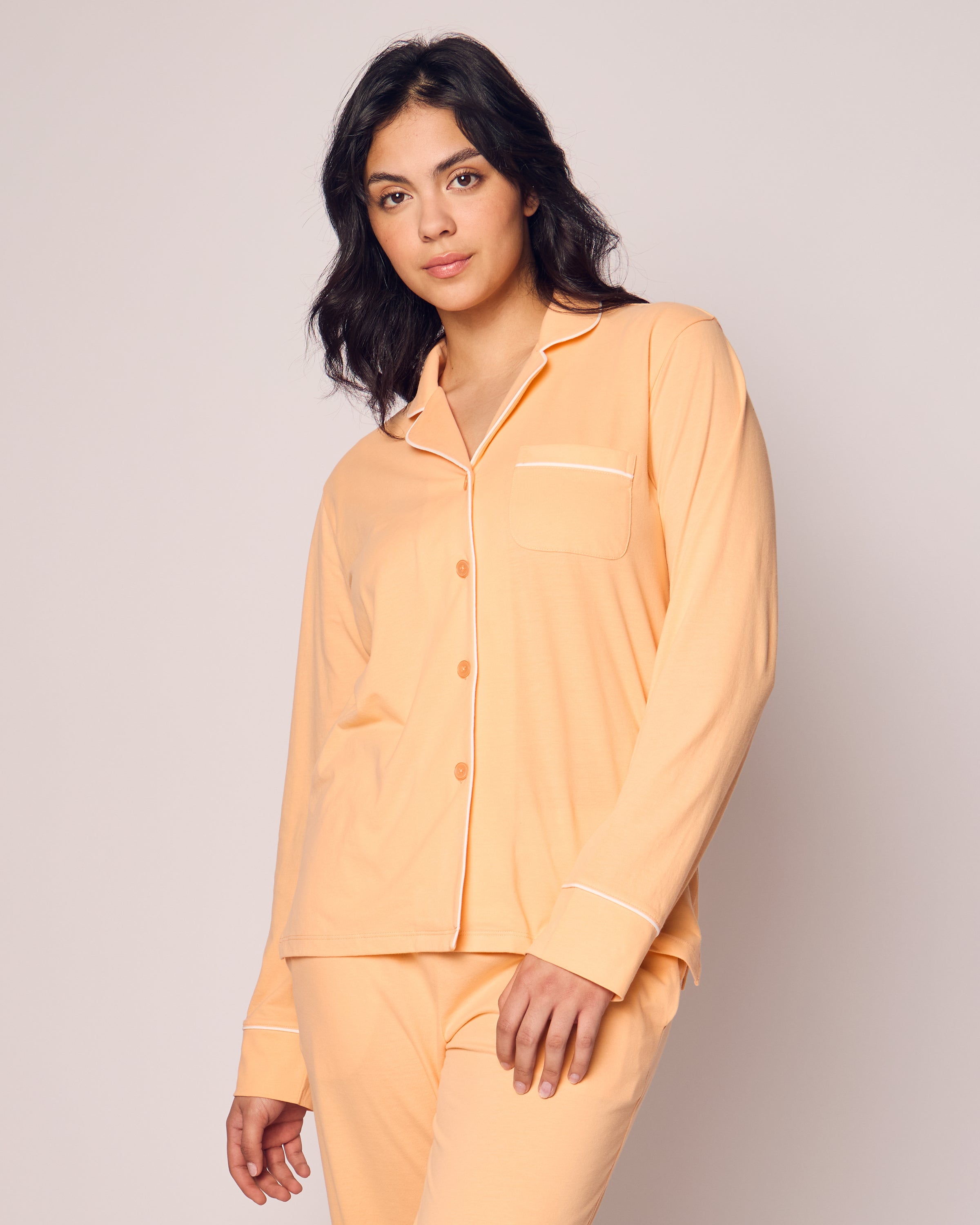 Women's Pima Pajama Set in Peach in Peach Fuzz#Color_Peach Fuzz