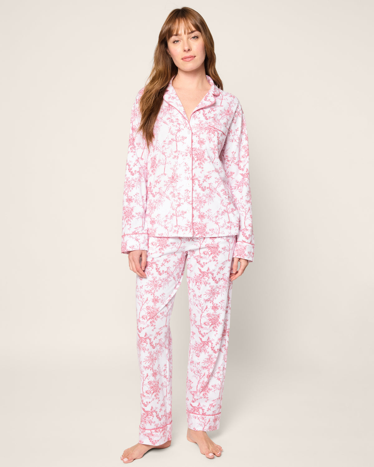 Women's Pima Pajama Set in Pink Timeless Toile