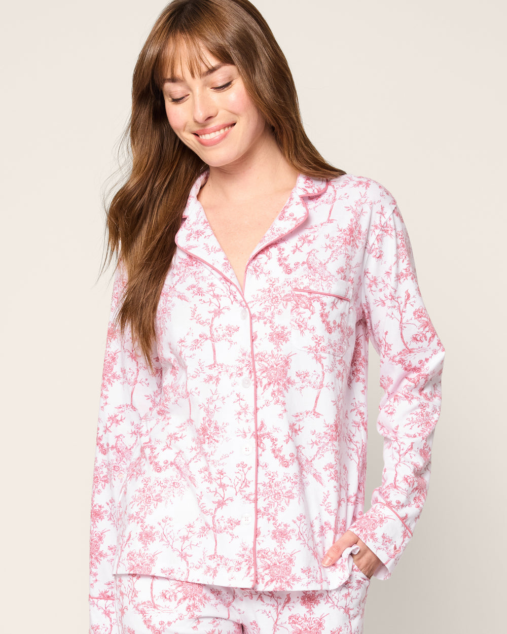 Women's Pima Pajama Set in Pink Timeless Toile