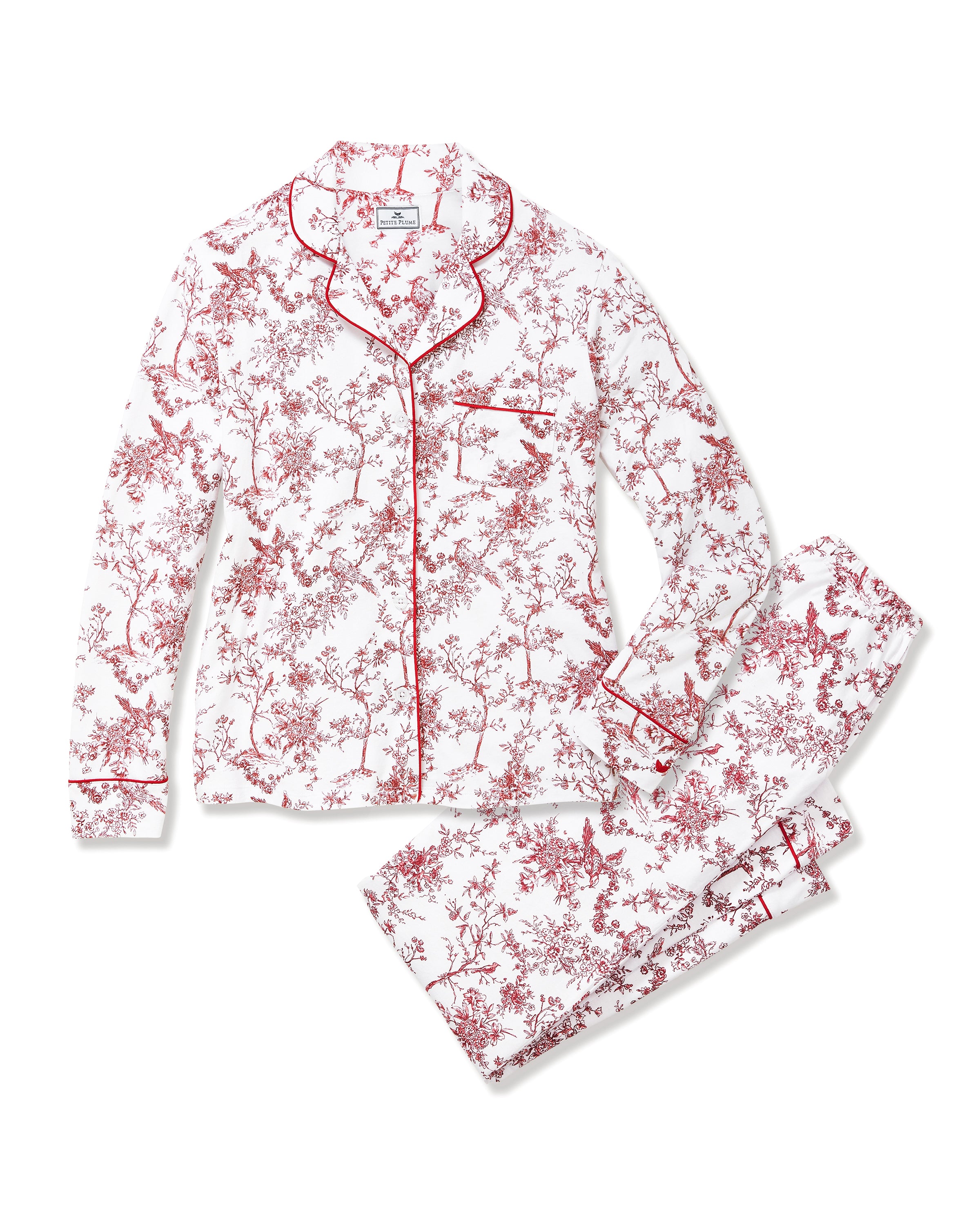 Women's Pima Pajama Set in Red Timeless Toile