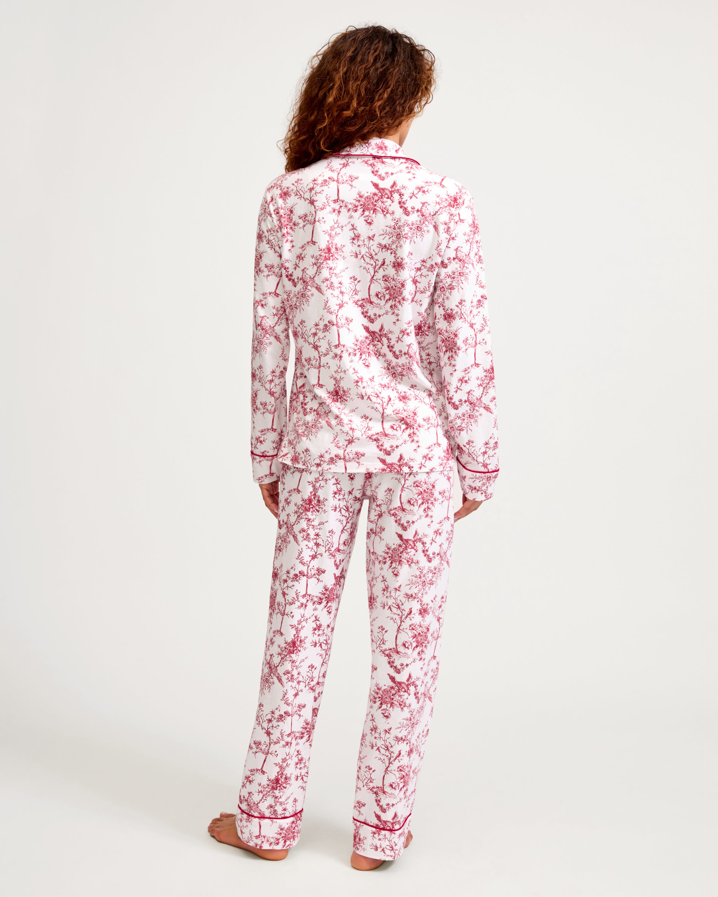 Women's Pima Pajama Set in Red Timeless Toile