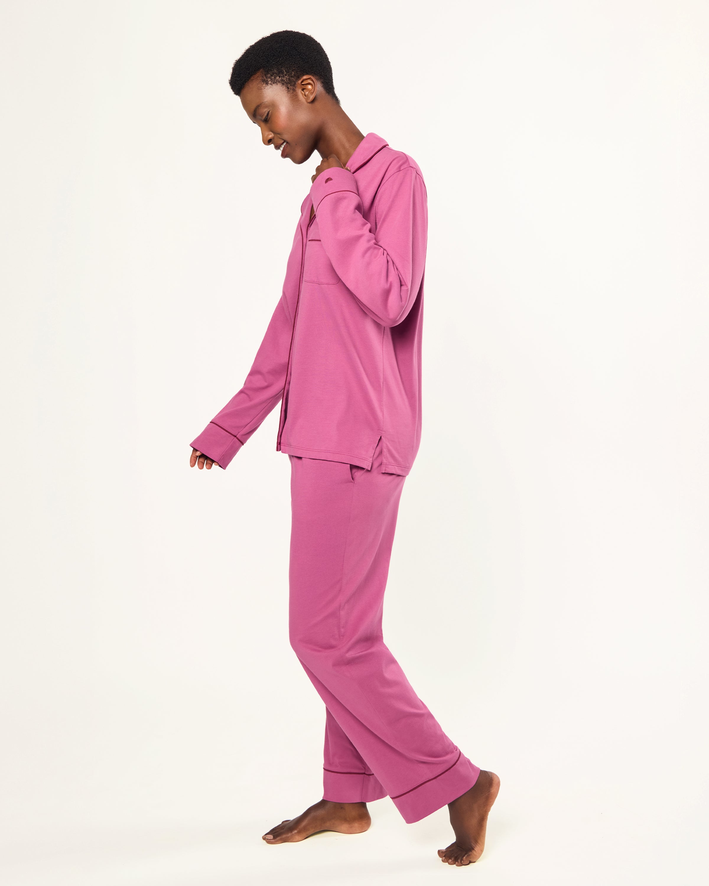 Women's Pima Pajama Set in Rosewood