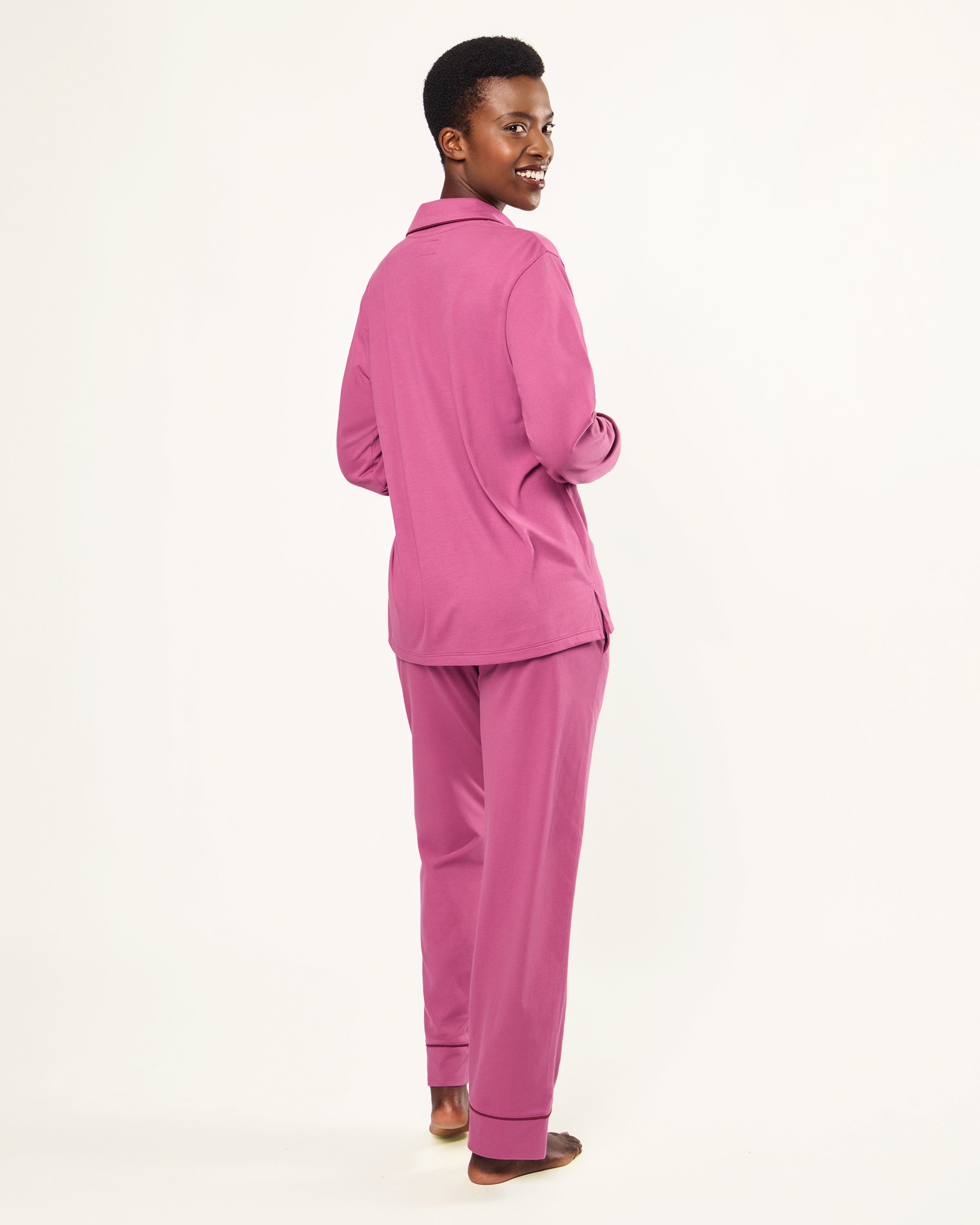 Women's Pima Pajama Set in Rosewood