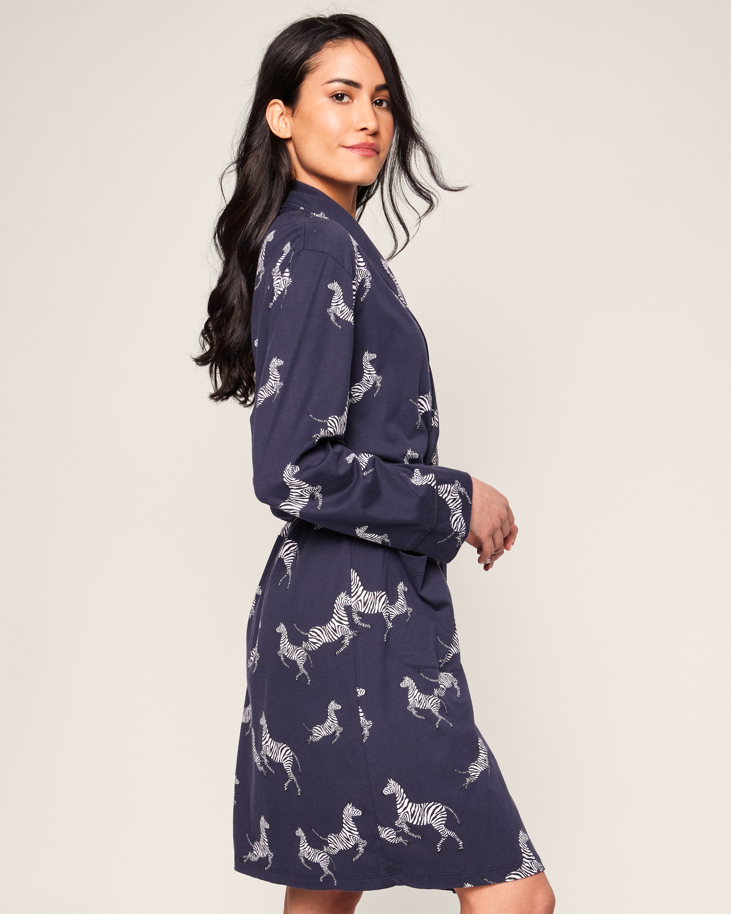 Women s Pima Robe in Zebre de Nuit