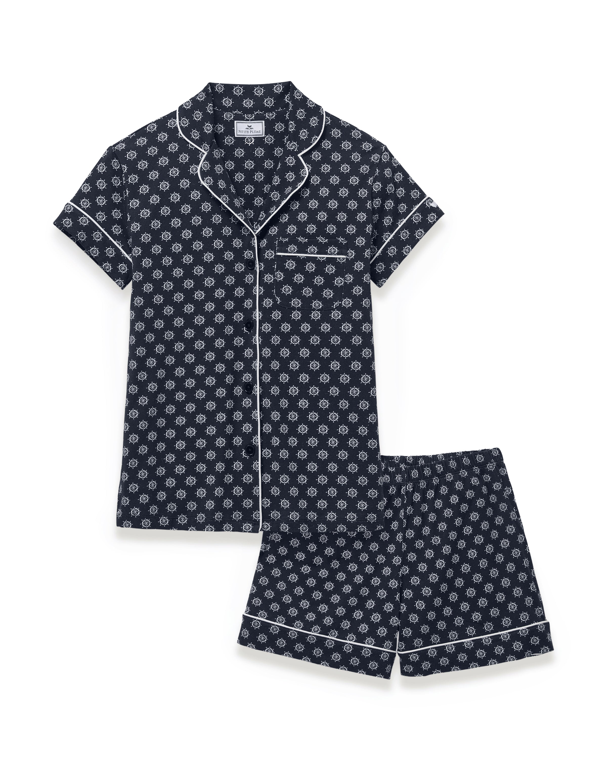 Women's Lightweight Pima Short Sleeve Short Set in Captain's Compass