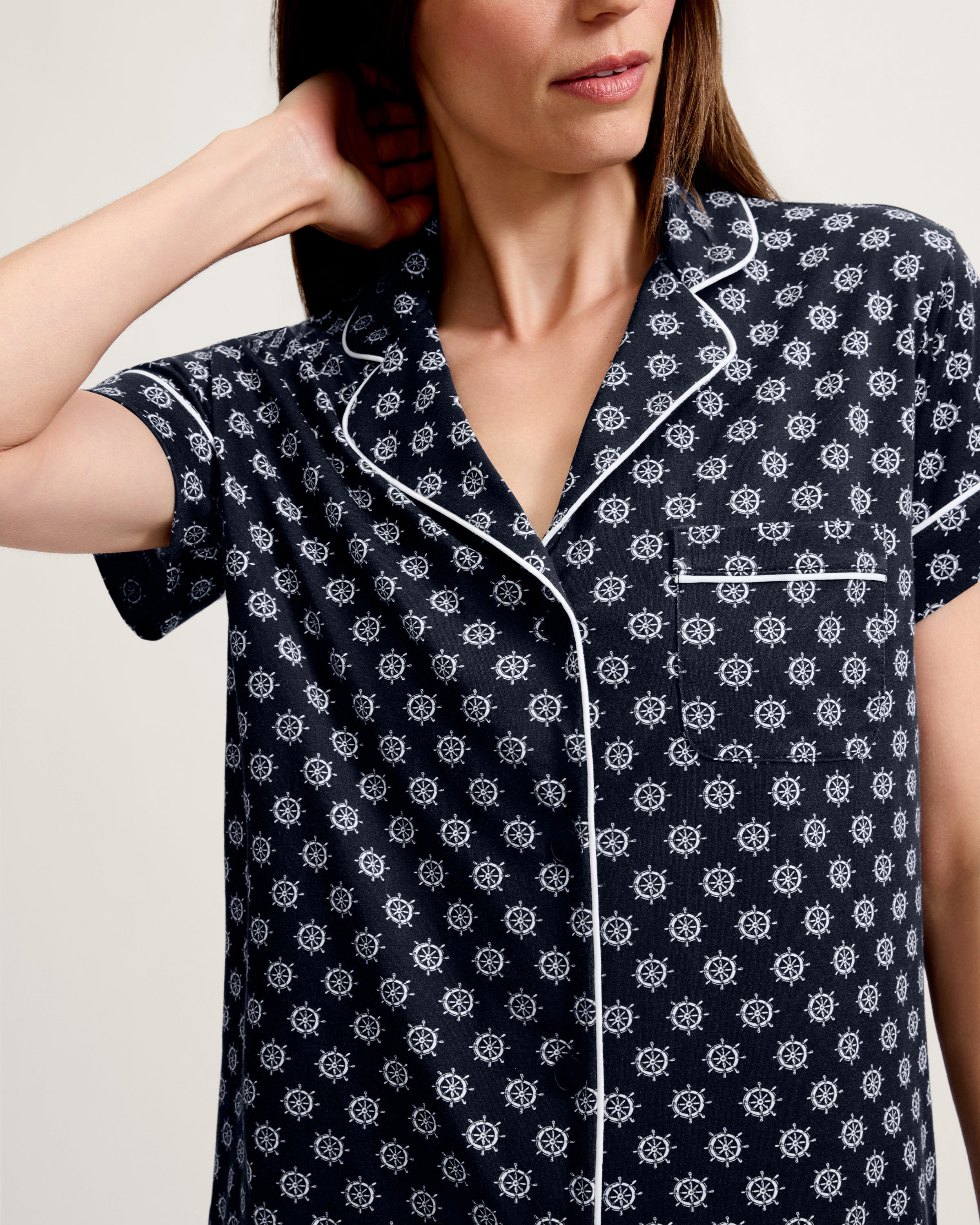 Women's Lightweight Pima Short Sleeve Short Set in Captain's Compass