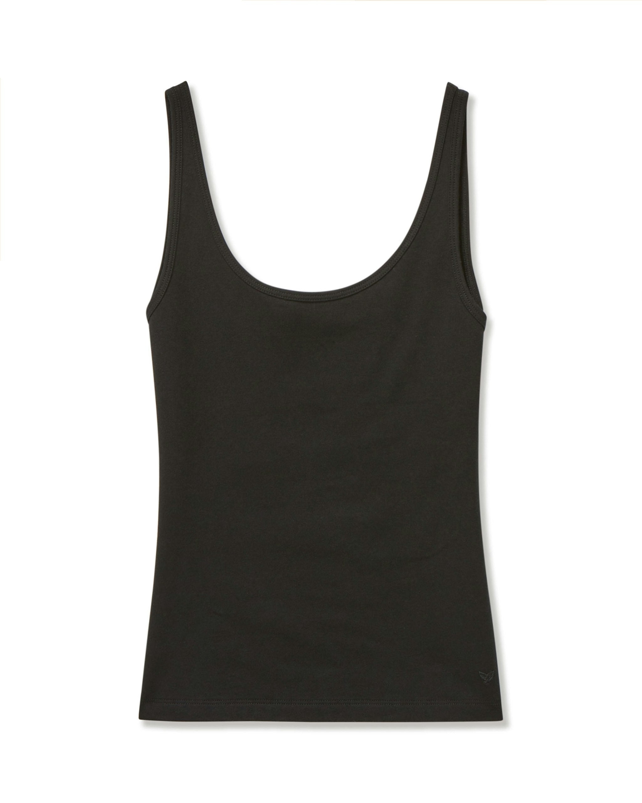 Women's Pima Scoop Tank in Navy in Black#Color_Black