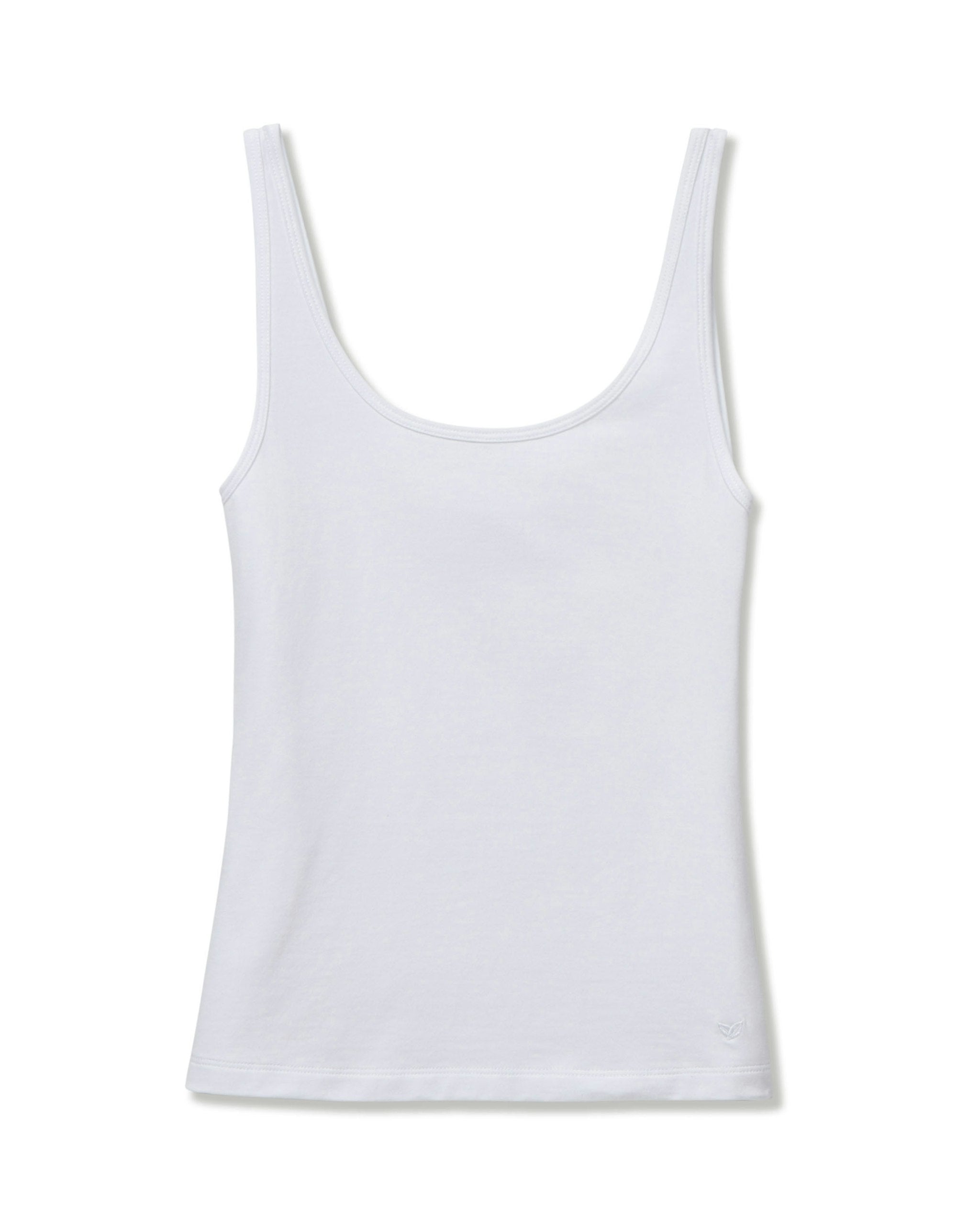 Women's Pima Scoop Tank in Navy in White#Color_White