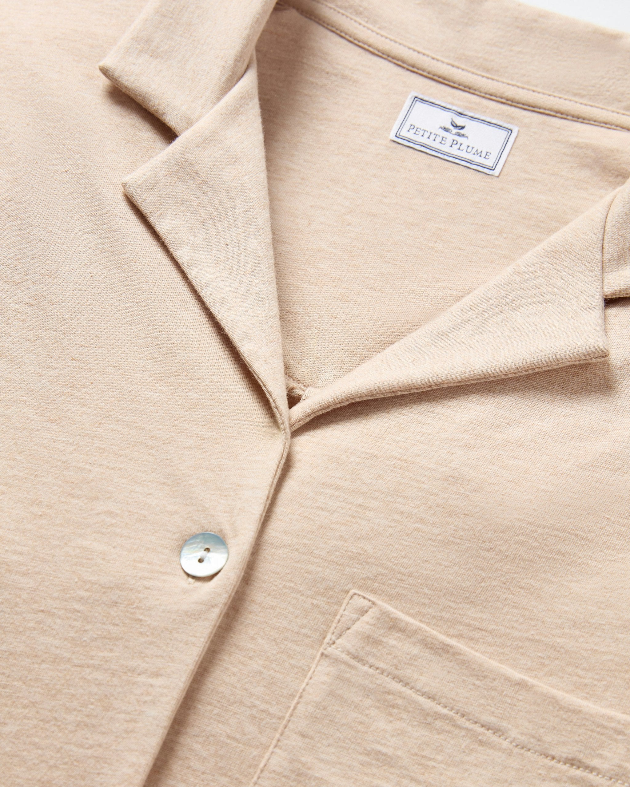 The Olivia Wide Leg Pima Pajama Set in Black in Camel#Color_Camel